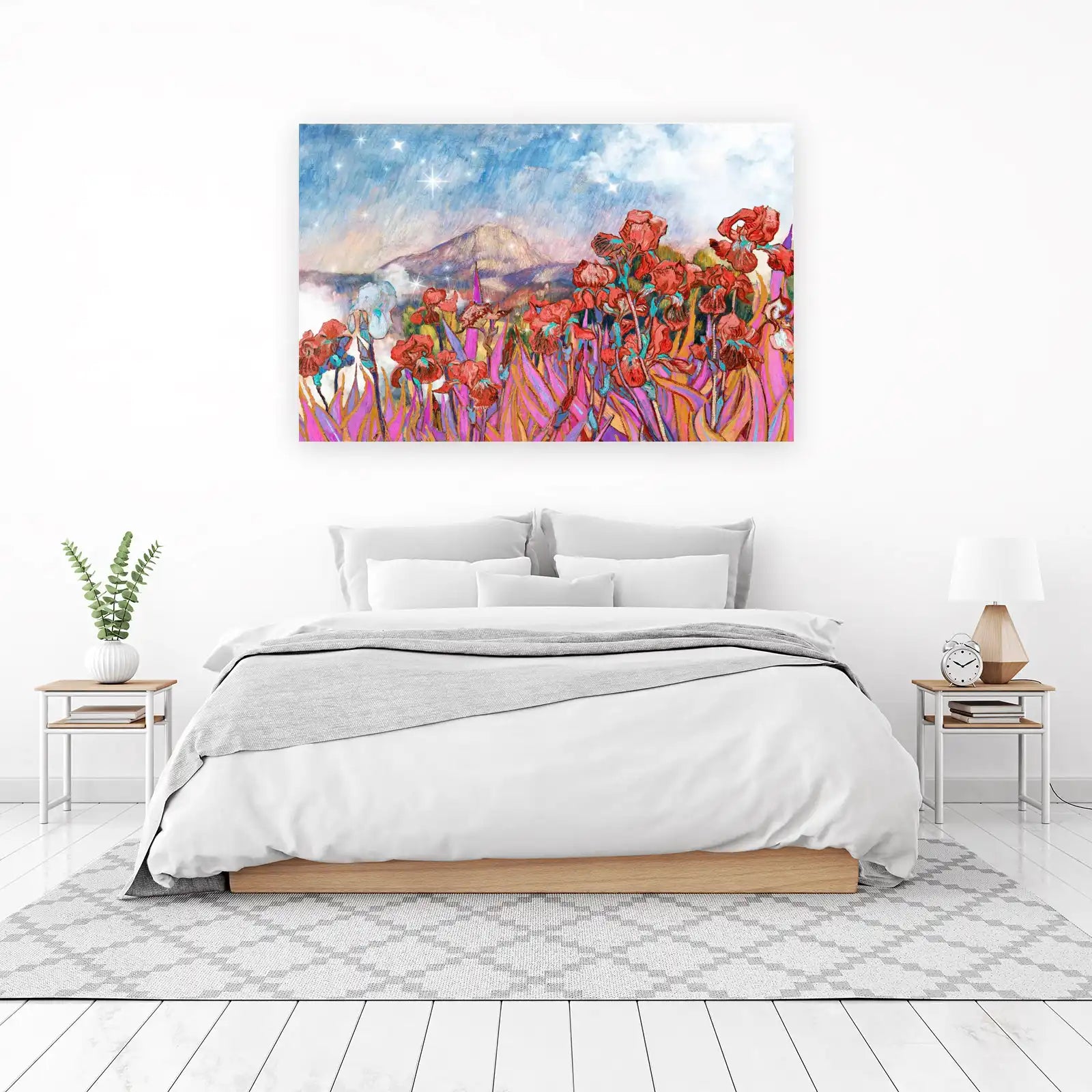 Vibrant Iris Meadow Landscape Wall Art