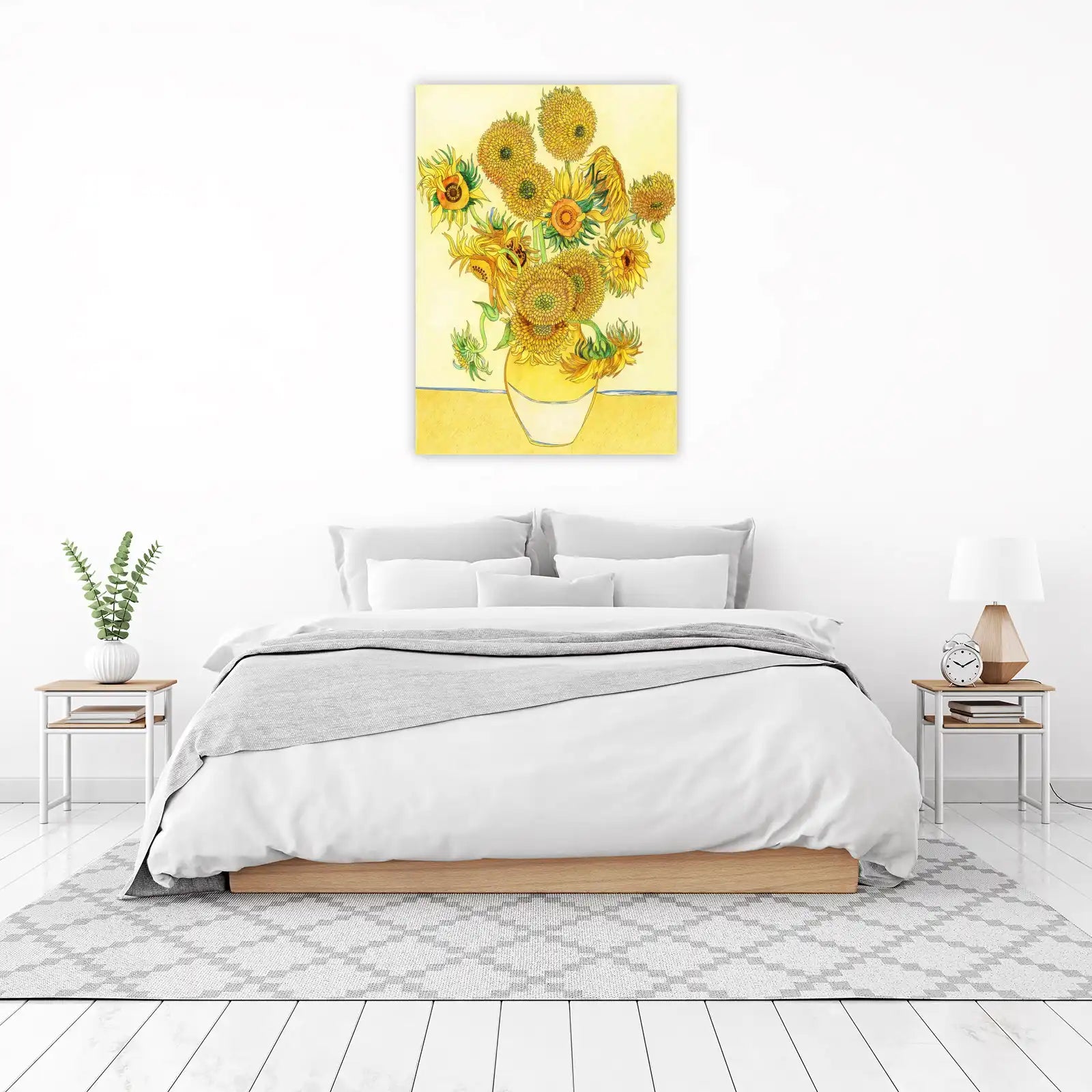 Vibrant Sunflowers on Yellow Wall Art