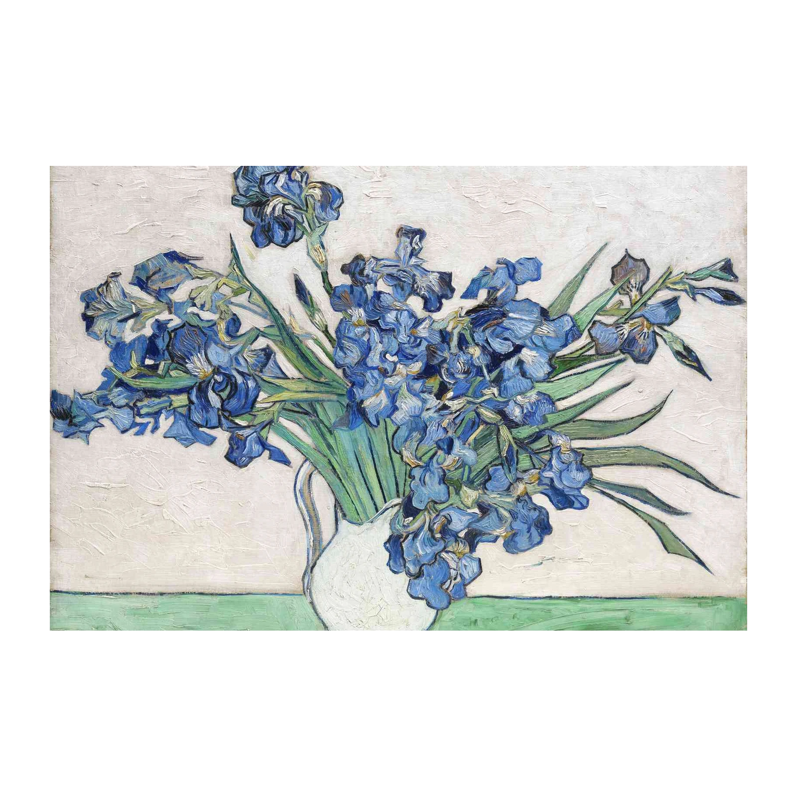 Vibrant Blue Irises in White Vase Wall Art