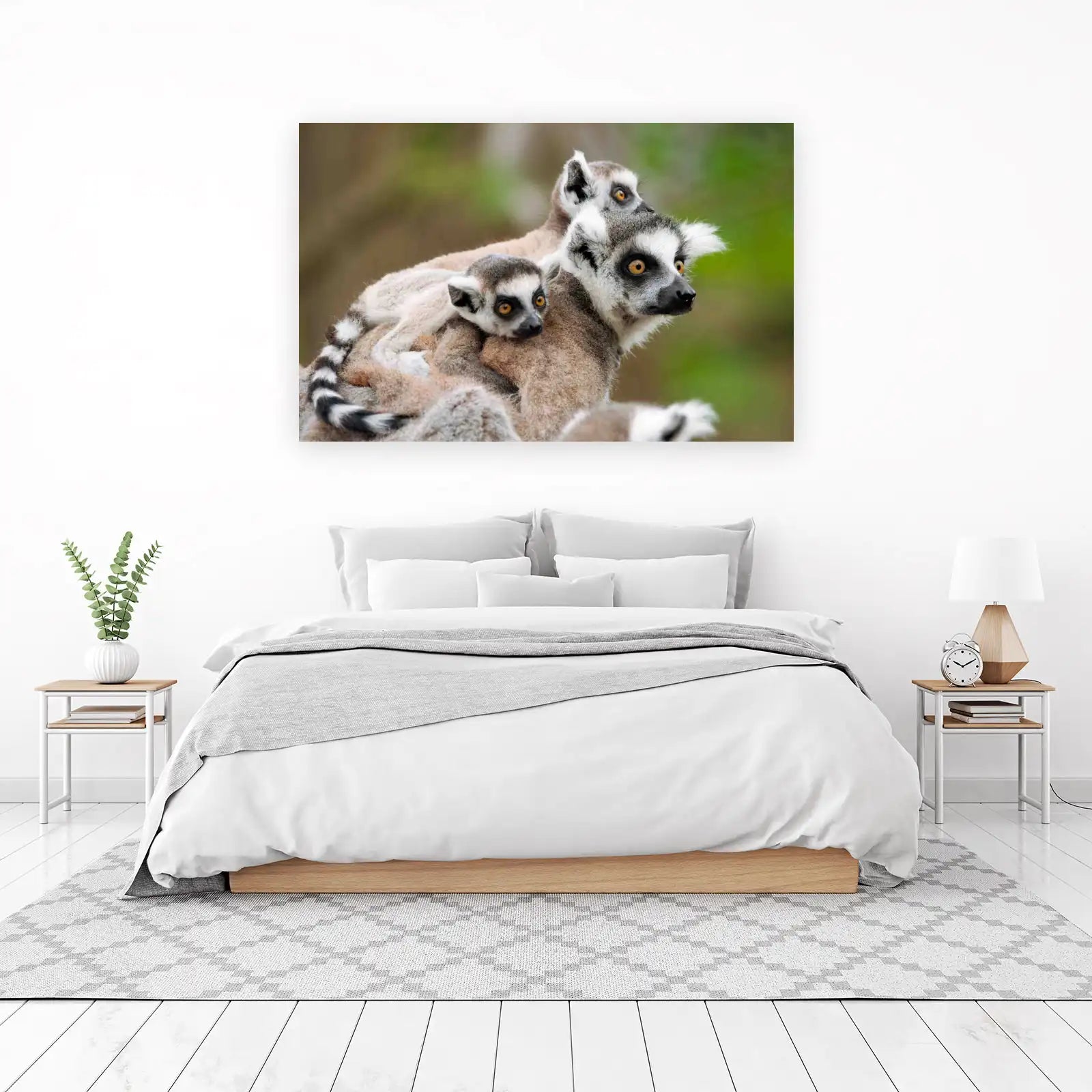 Adorable Lemur Family Portrait Wall Art