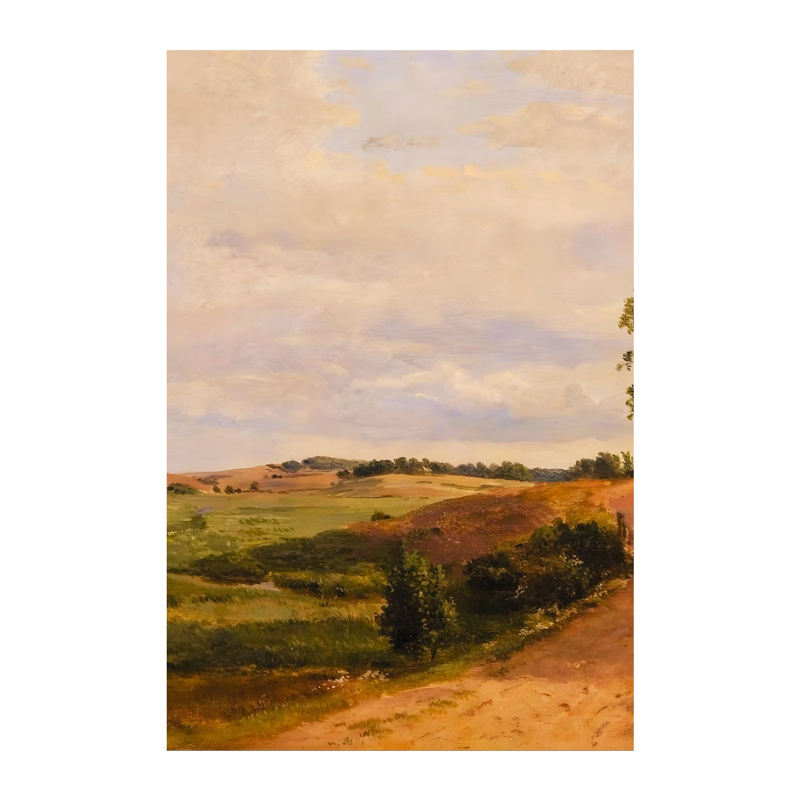 Serene Countryside Landscape Oil Painting Wall Art