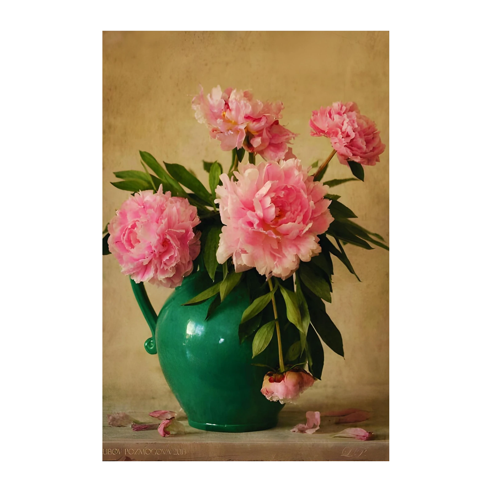 Vintage Pink Peonies Floral Art Wall Art