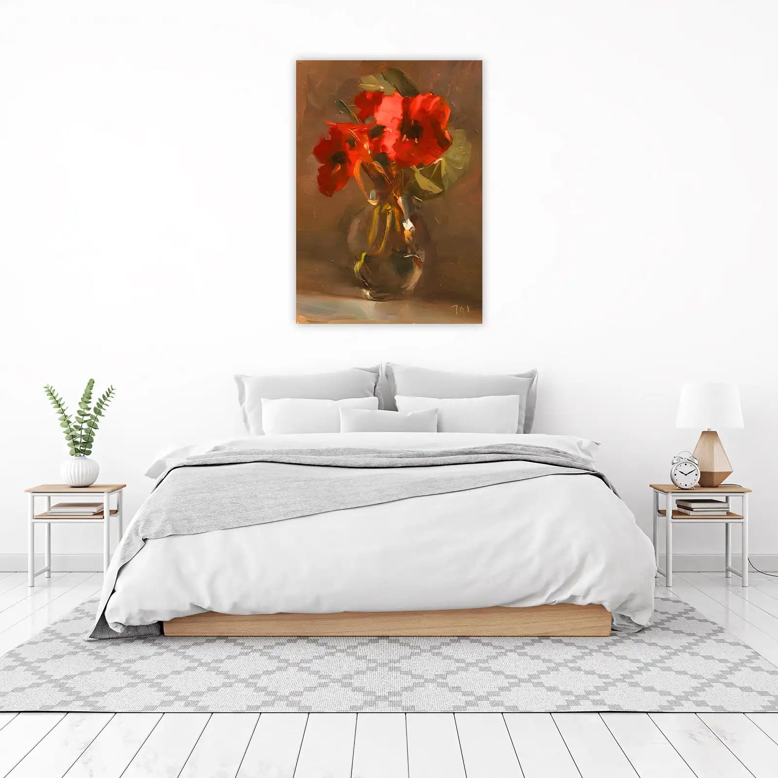 Vibrant Red Floral Still Life Wall Art