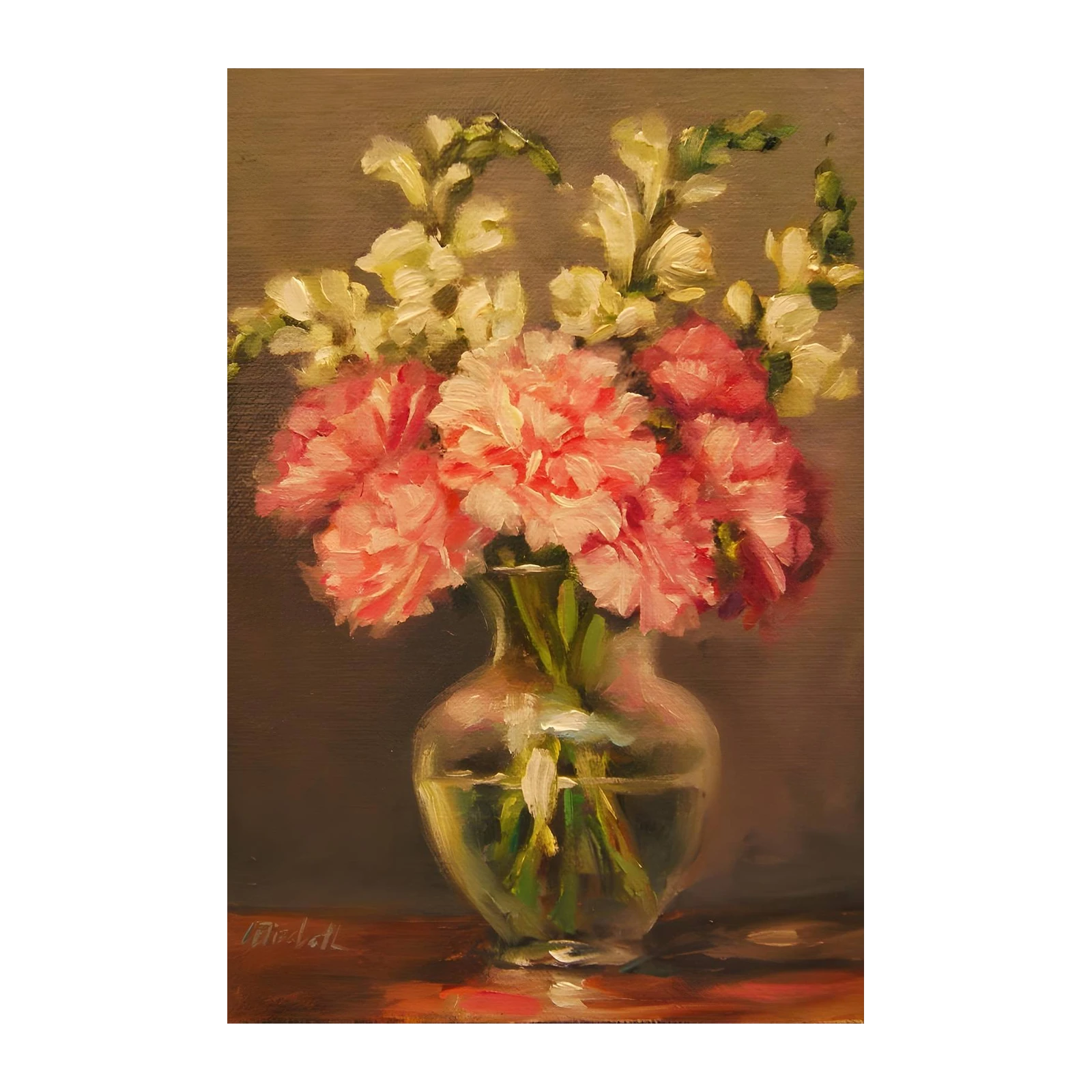 Elegant Pink & White Floral Still Life Wall Art