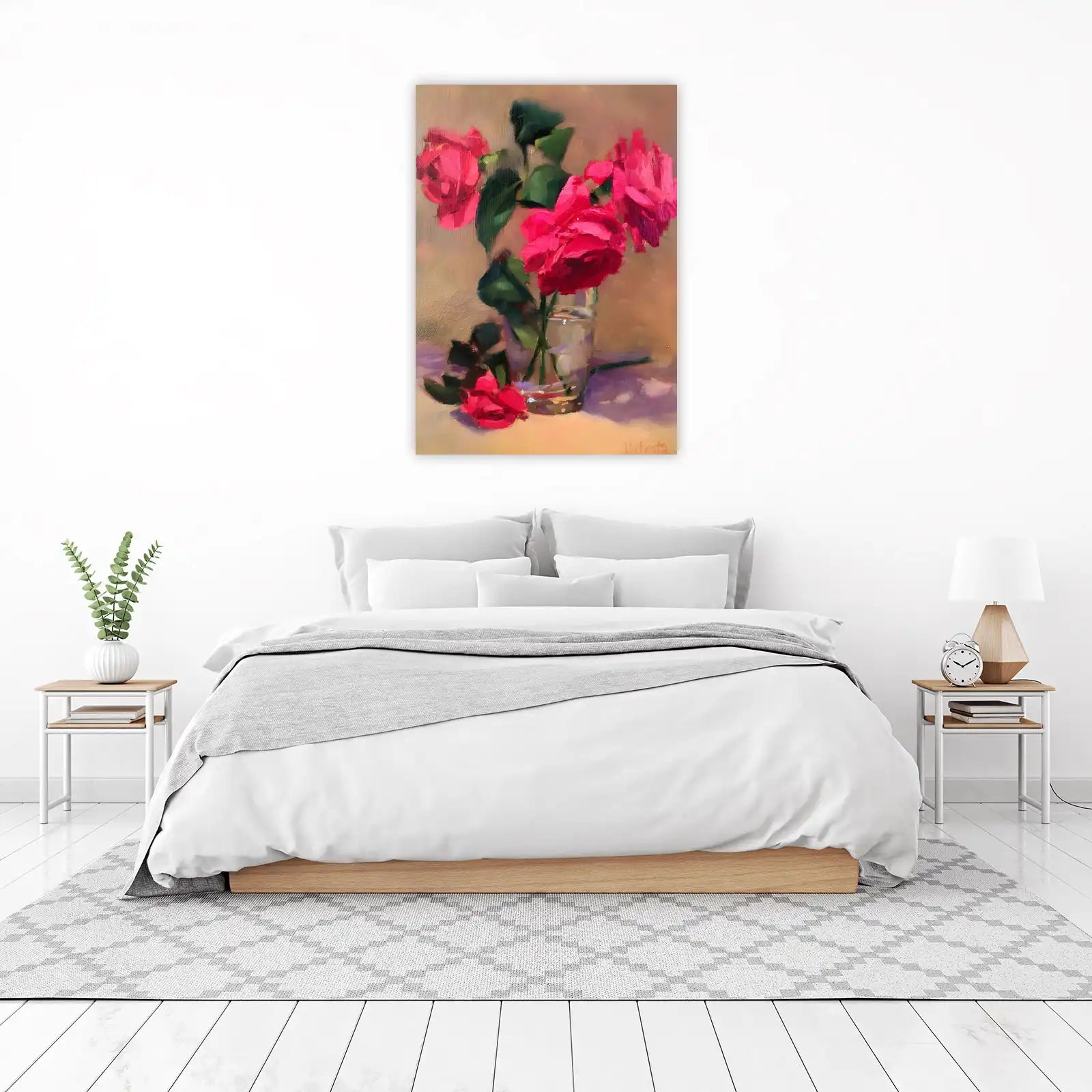 Vibrant Pink Roses Still Life Wall Art