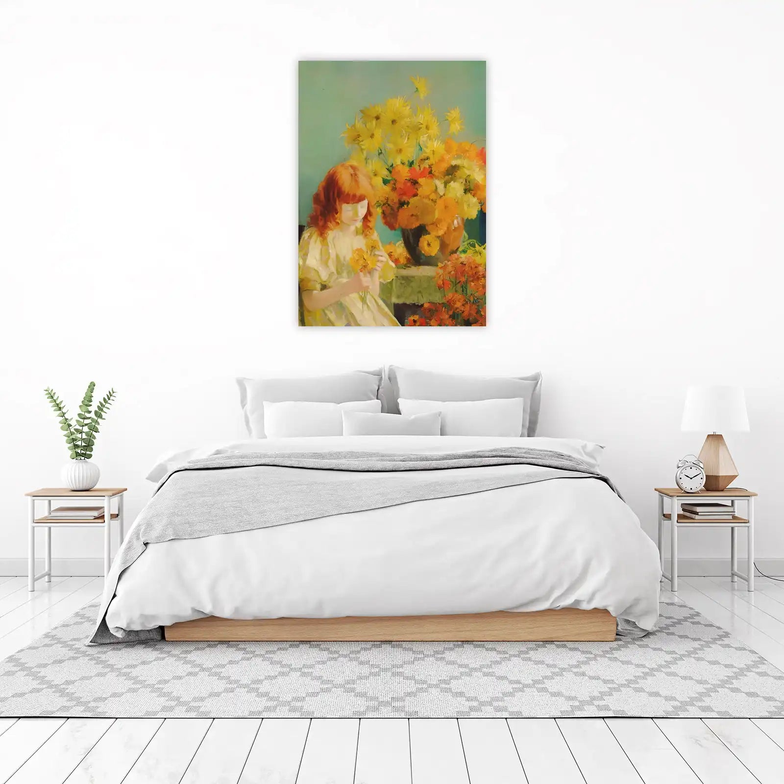 Vintage Girl with Flowers Wall Art