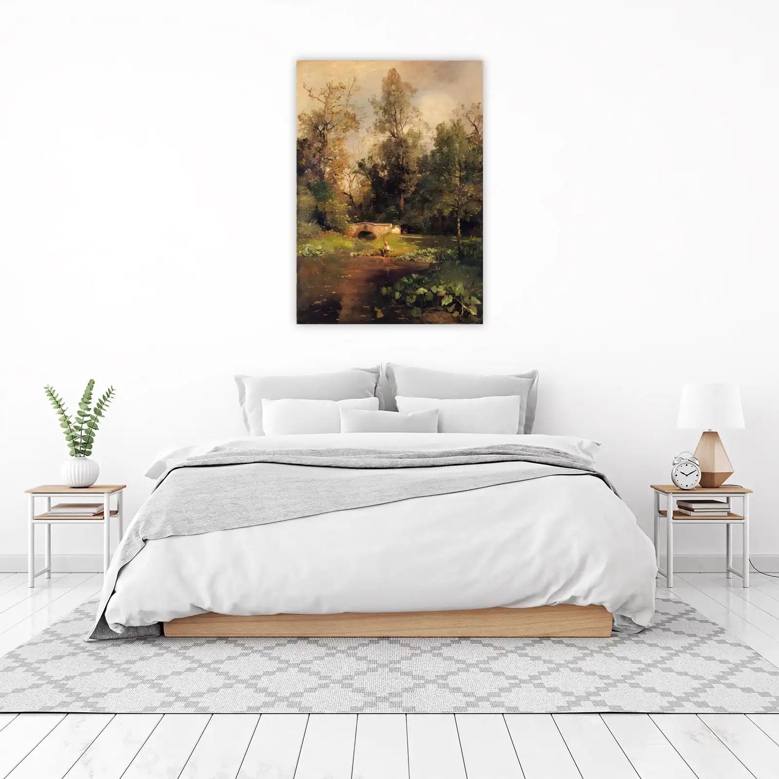 Serene Fishing Scene Landscape Wall Art
