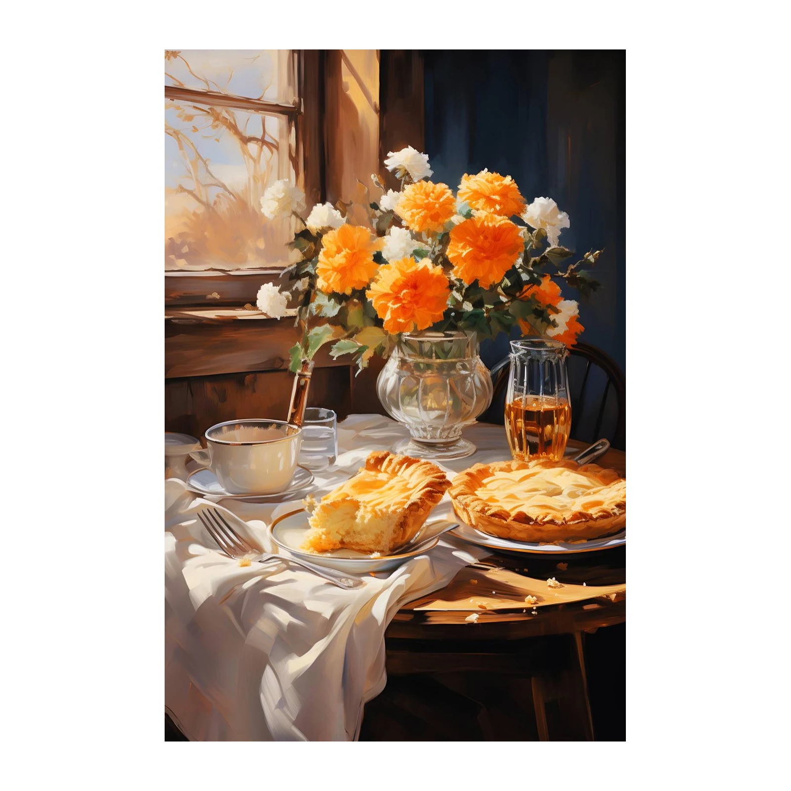 Warm Morning Pie & Flowers Wall Art