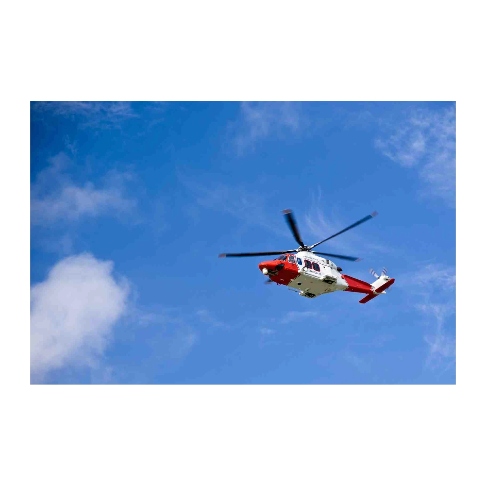 Rescue Helicopter in Blue Sky Wall Art