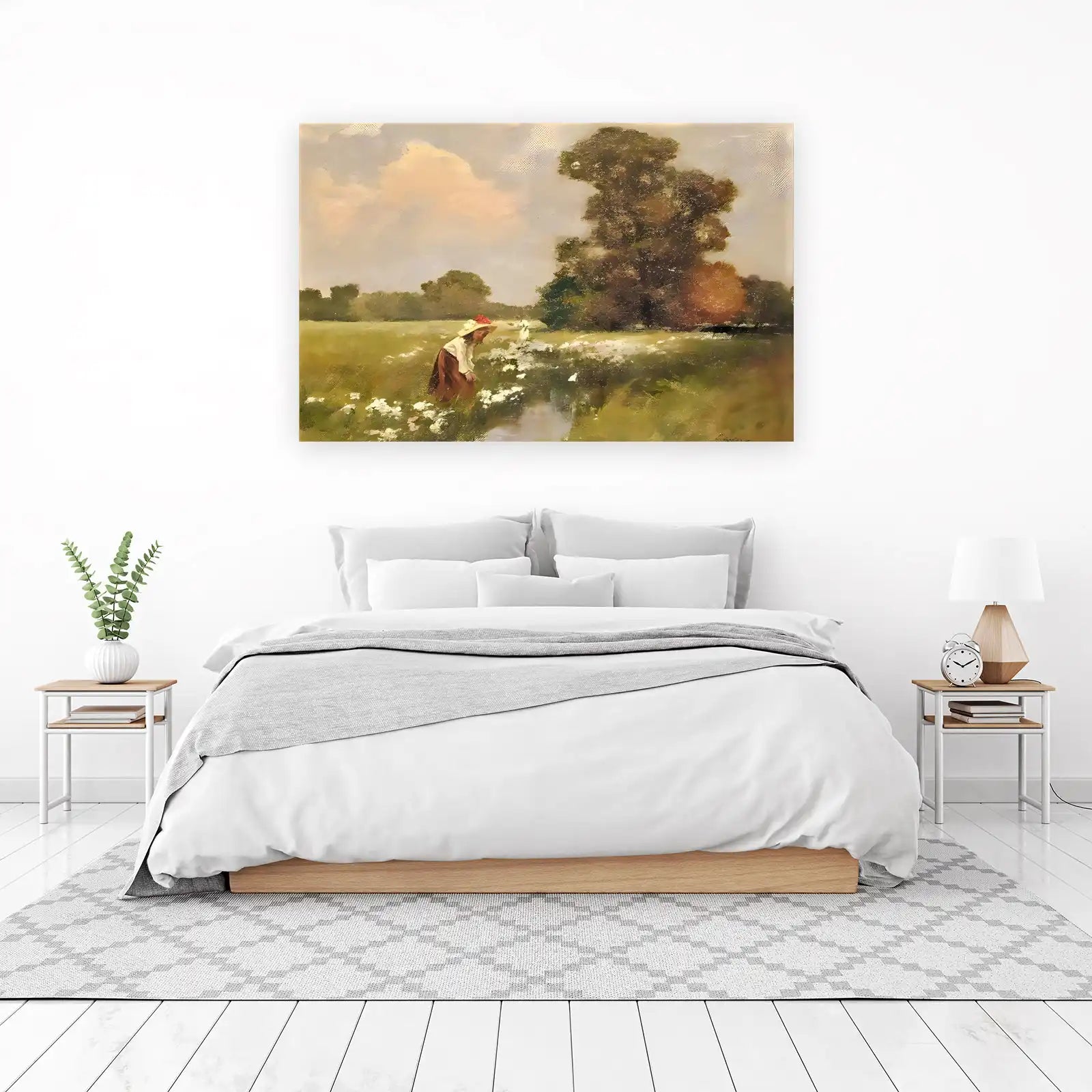 Pastoral Scene Girl in Meadow Wall Art