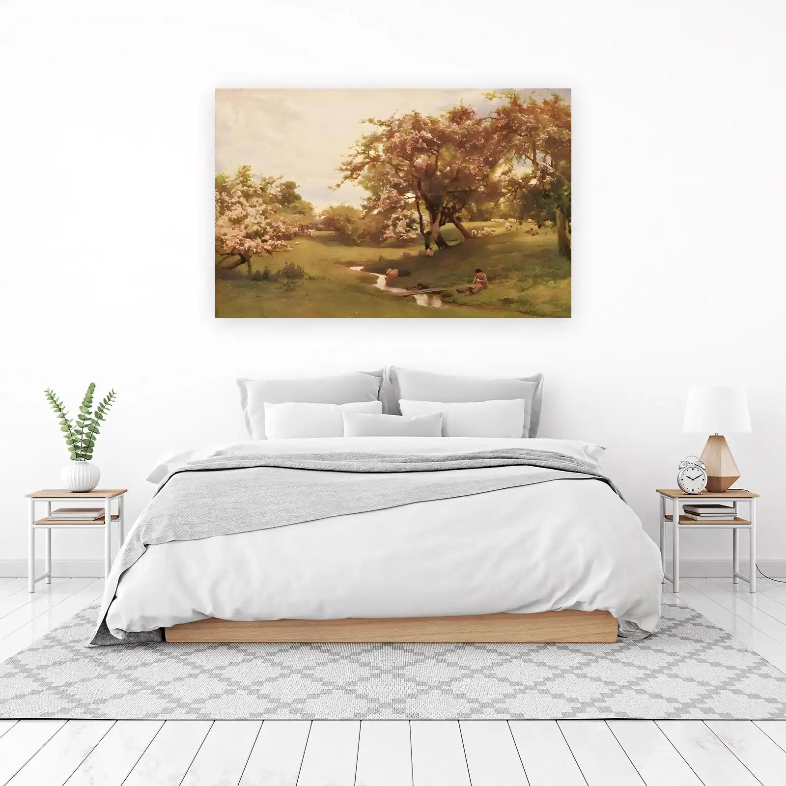 Serene Pastoral Landscape Sheep Wall Art