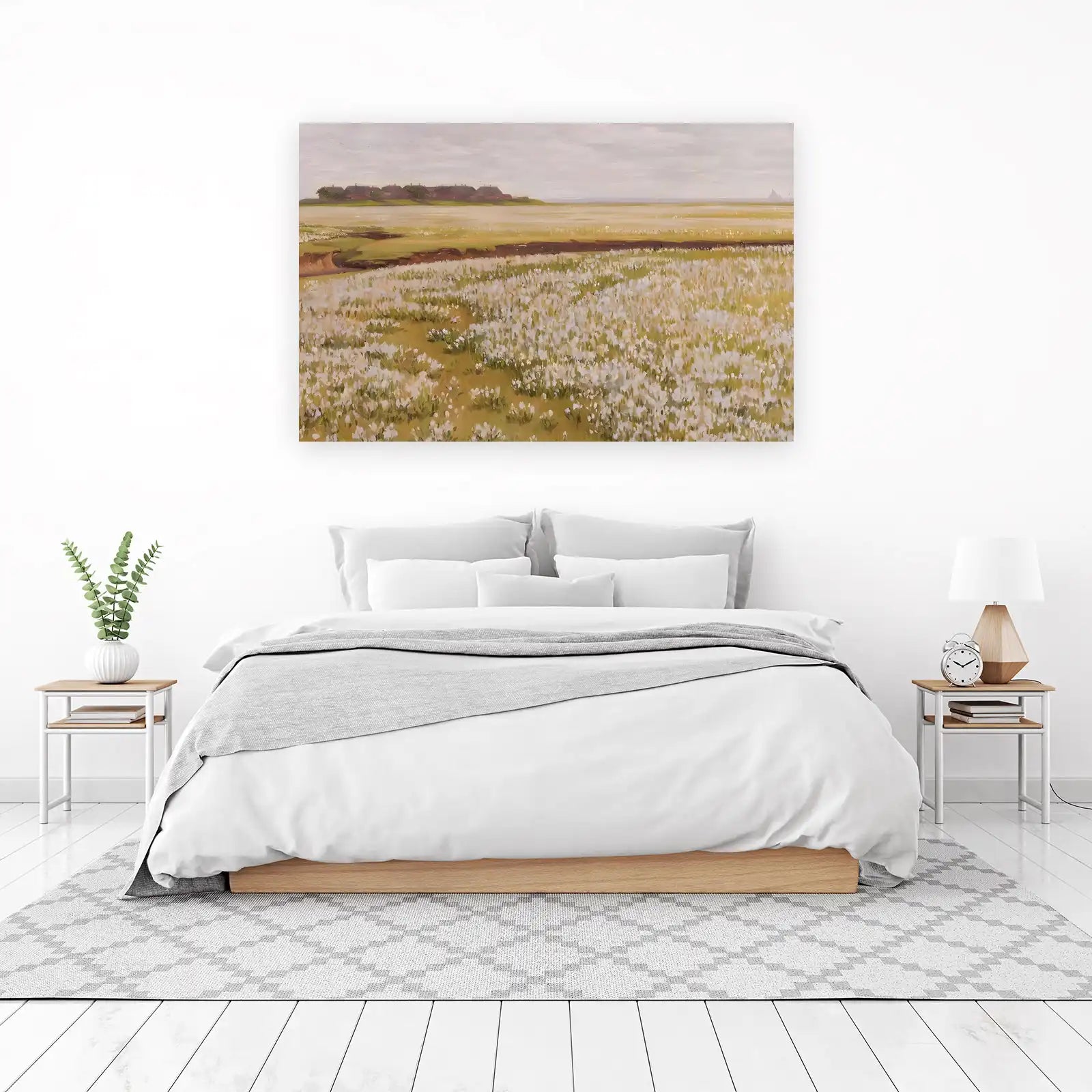Seaside Meadow with Thatched Cottages Wall Art