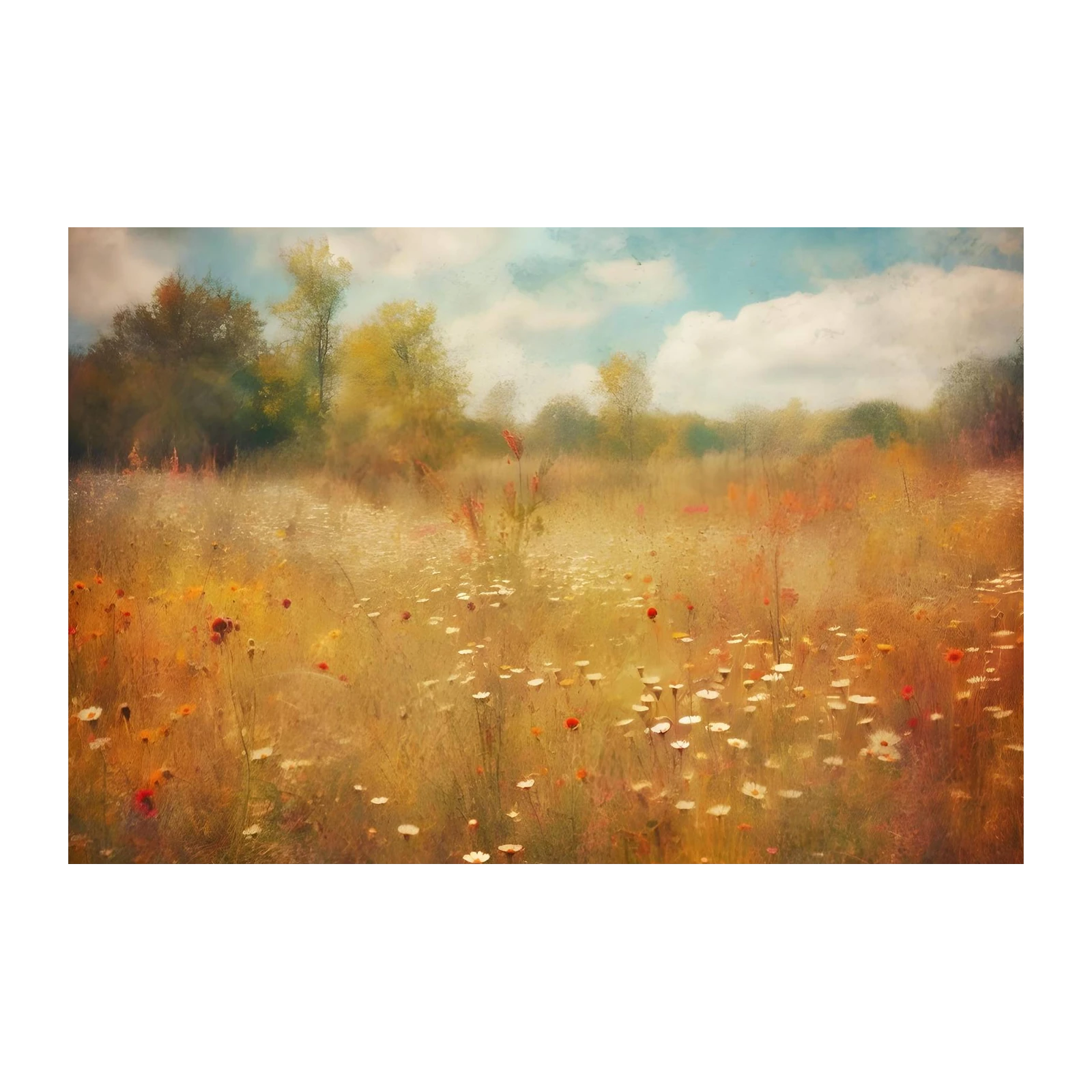 Golden Meadow Floral Dream Wall Art