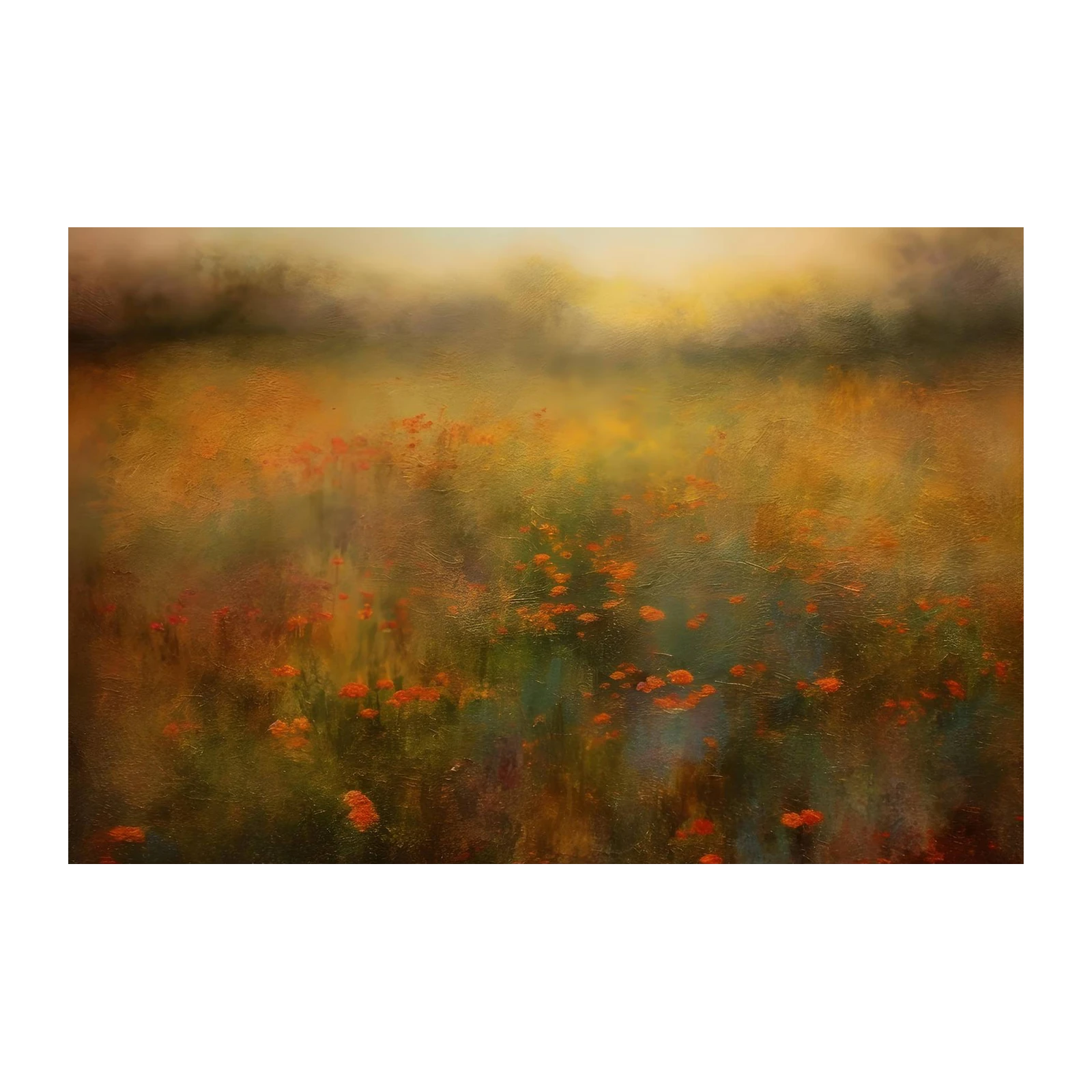 Misty Poppy Field Impressionist Wall Art