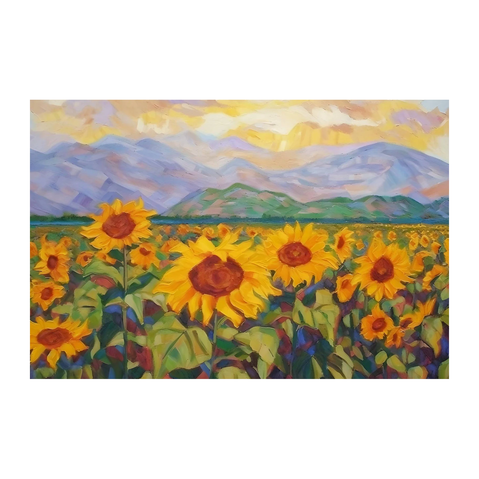 Vibrant Sunflower Field Landscape Wall Art