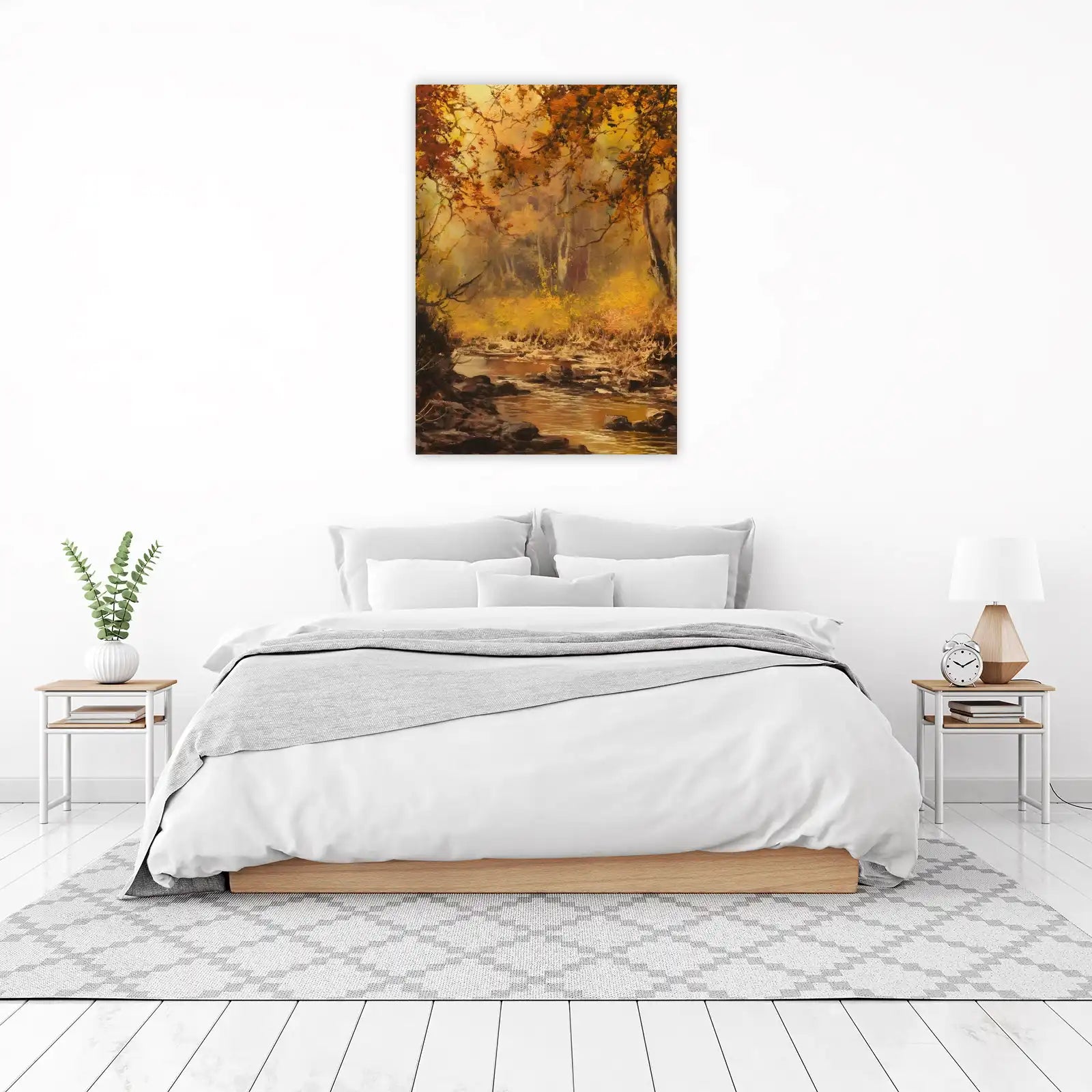 Golden Autumn Forest Stream Wall Art