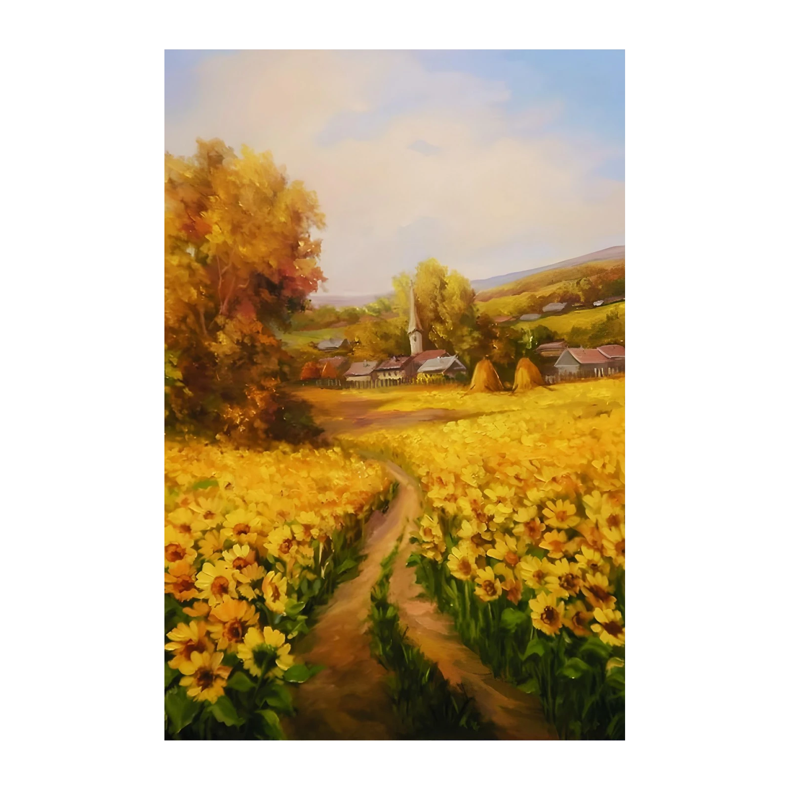 Sun-Drenched Sunflower Fields Landscape Wall Art