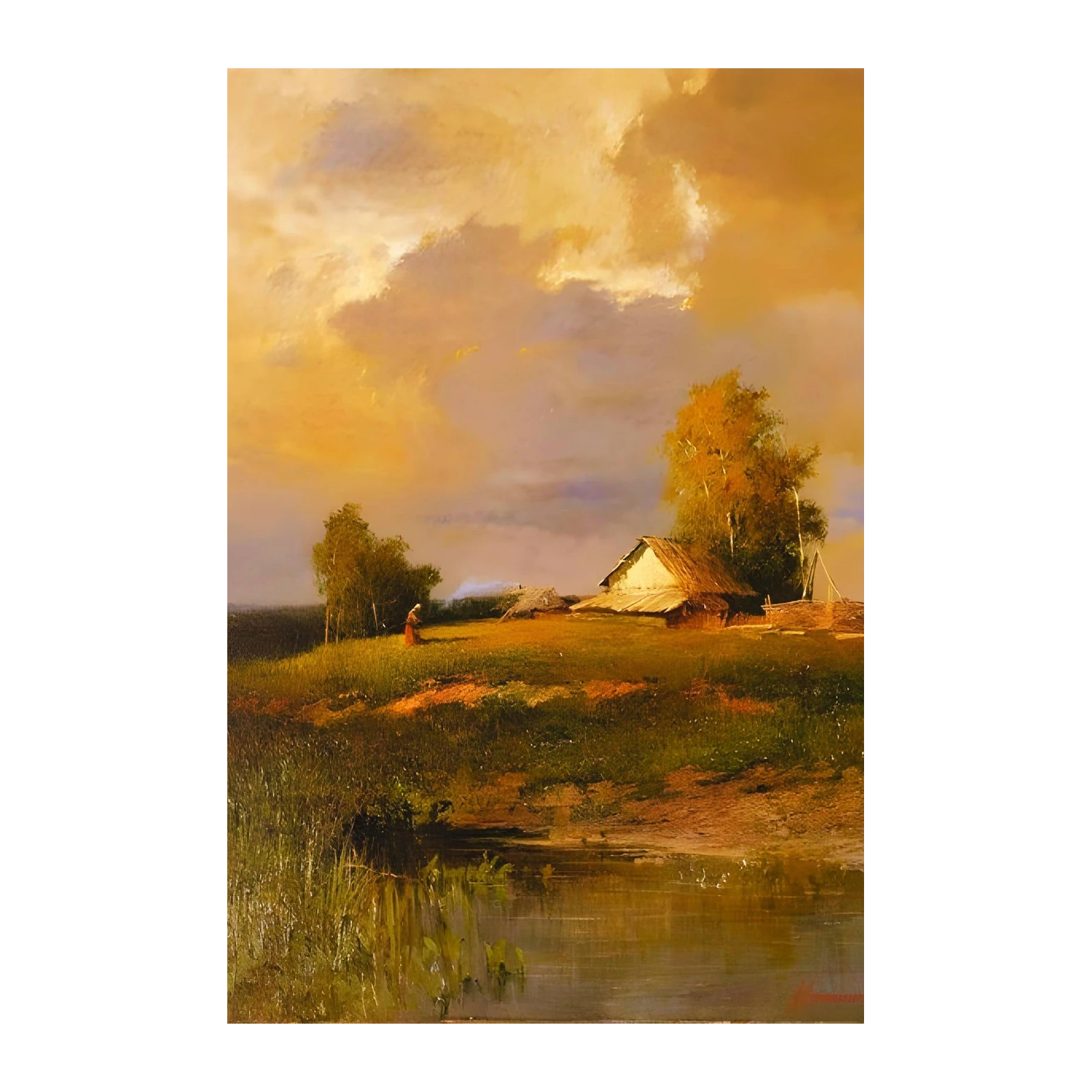 Golden Hour Rural Landscape Wall Art