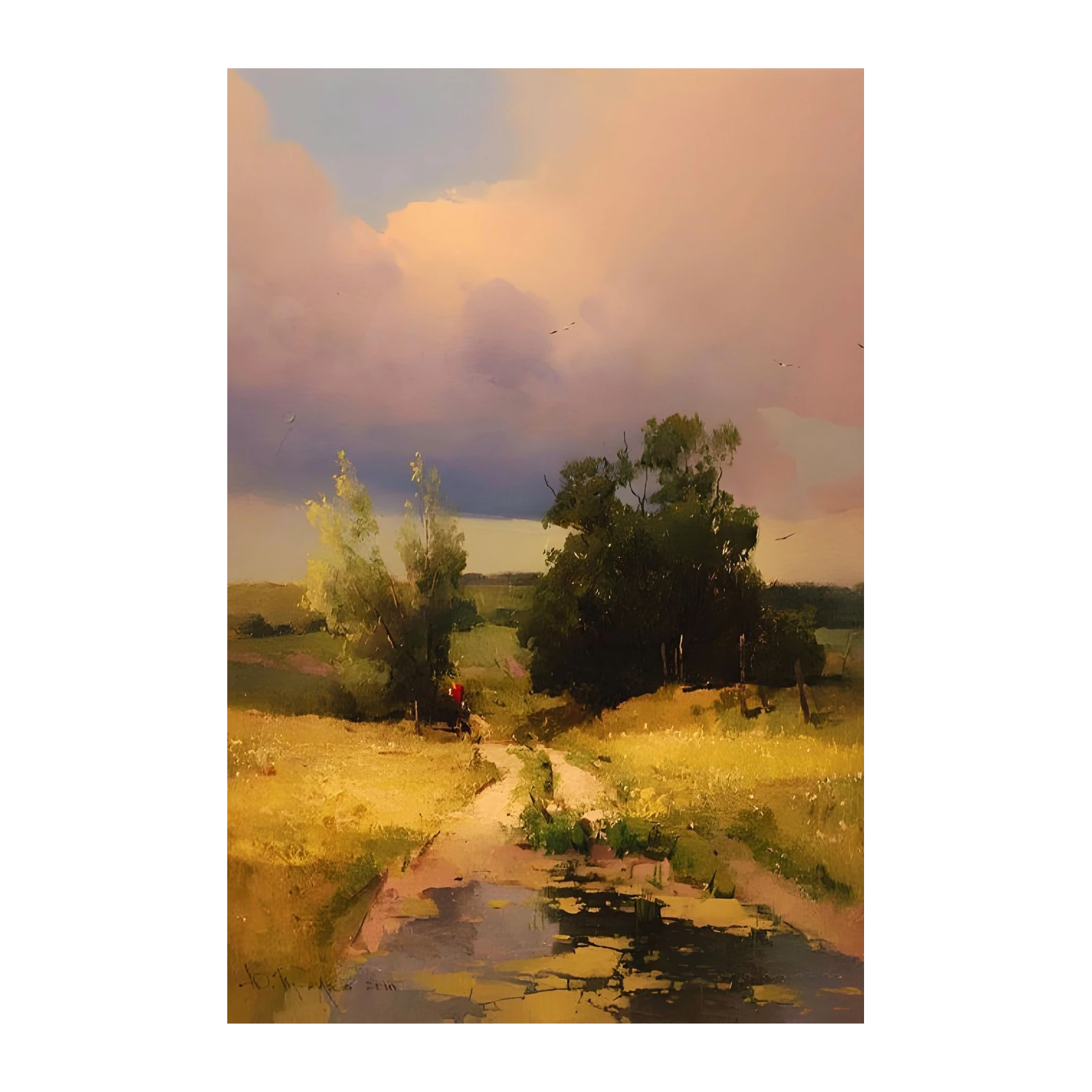 Golden Hour Countryside Landscape Wall Art