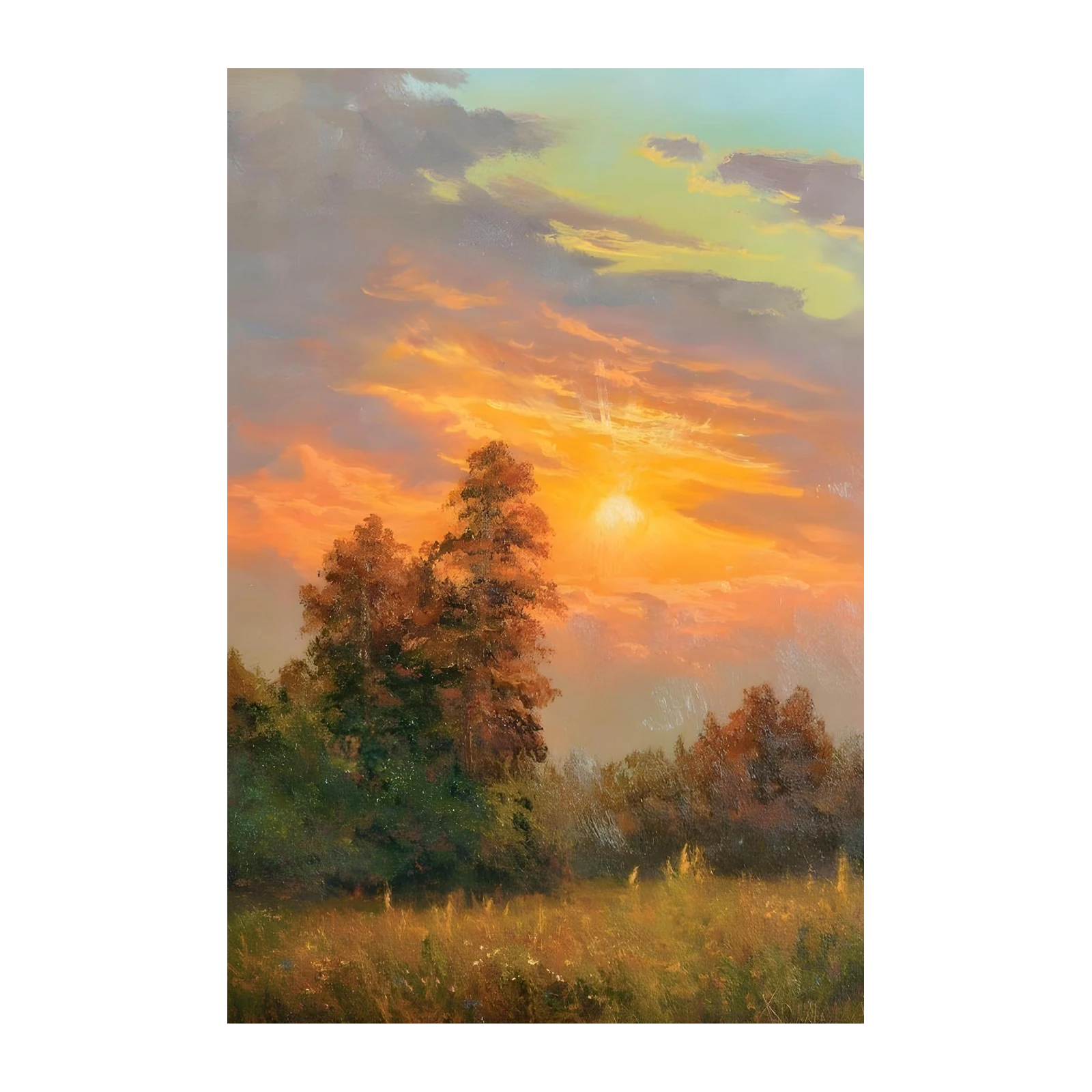 Golden Sunset Landscape Wall Art