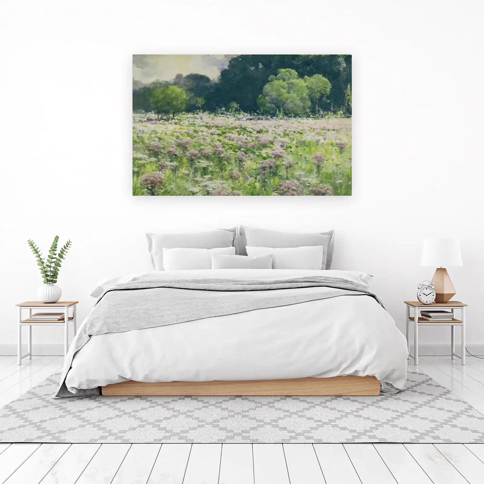 Serene Meadow Floral Landscape Wall Art