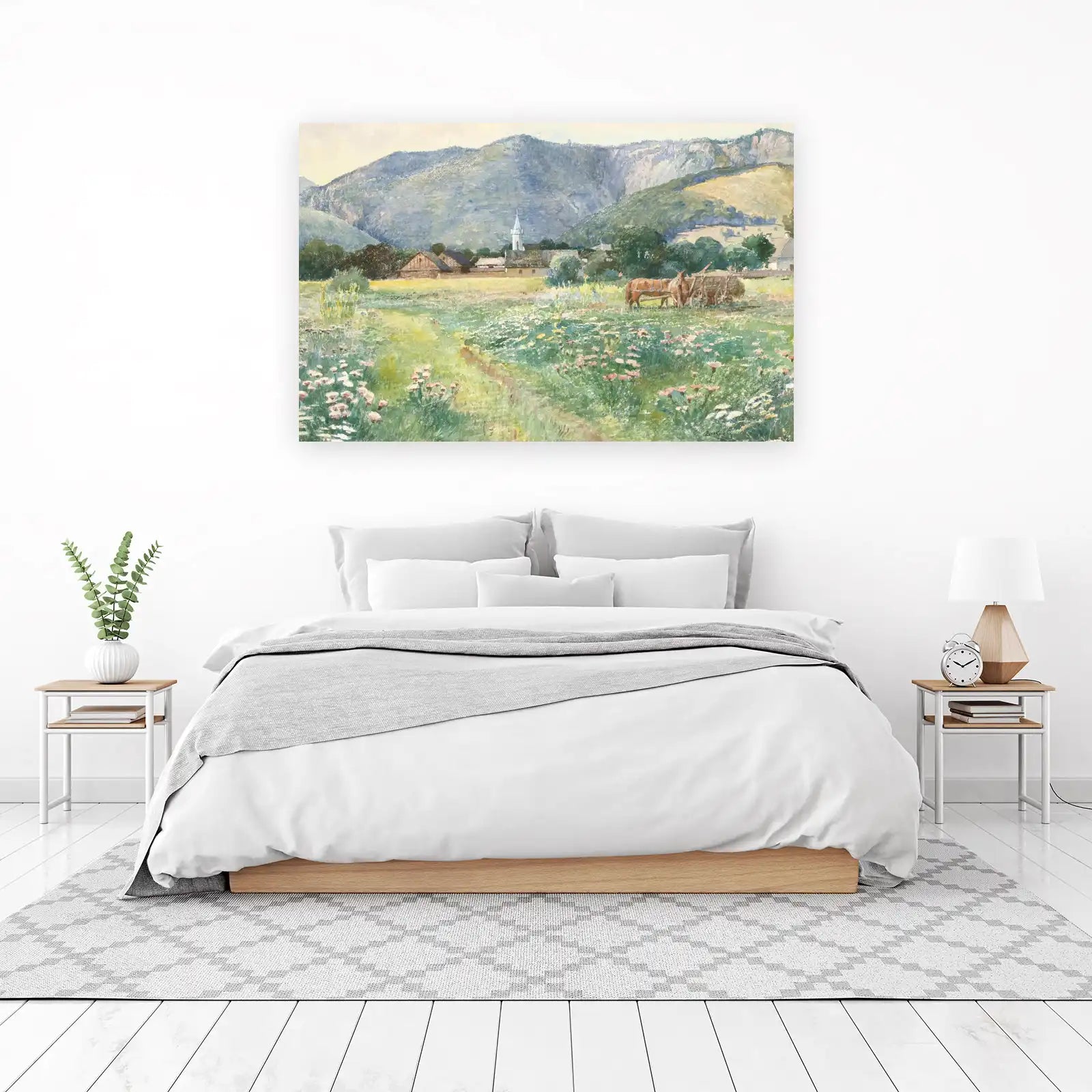 Pastoral Horse Scene Vintage Landscape Wall Art