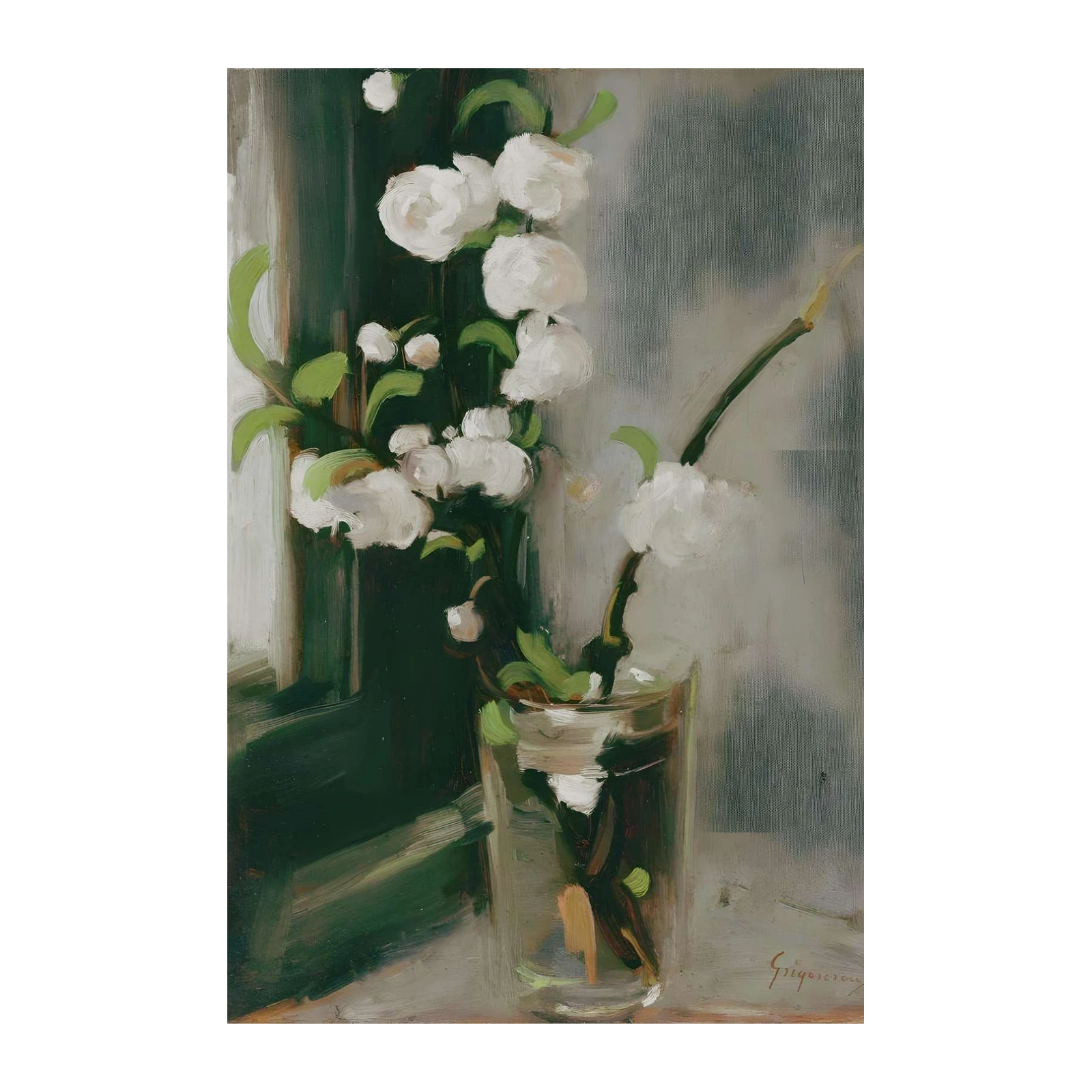 White Blossom Still Life Oil Painting Wall Art