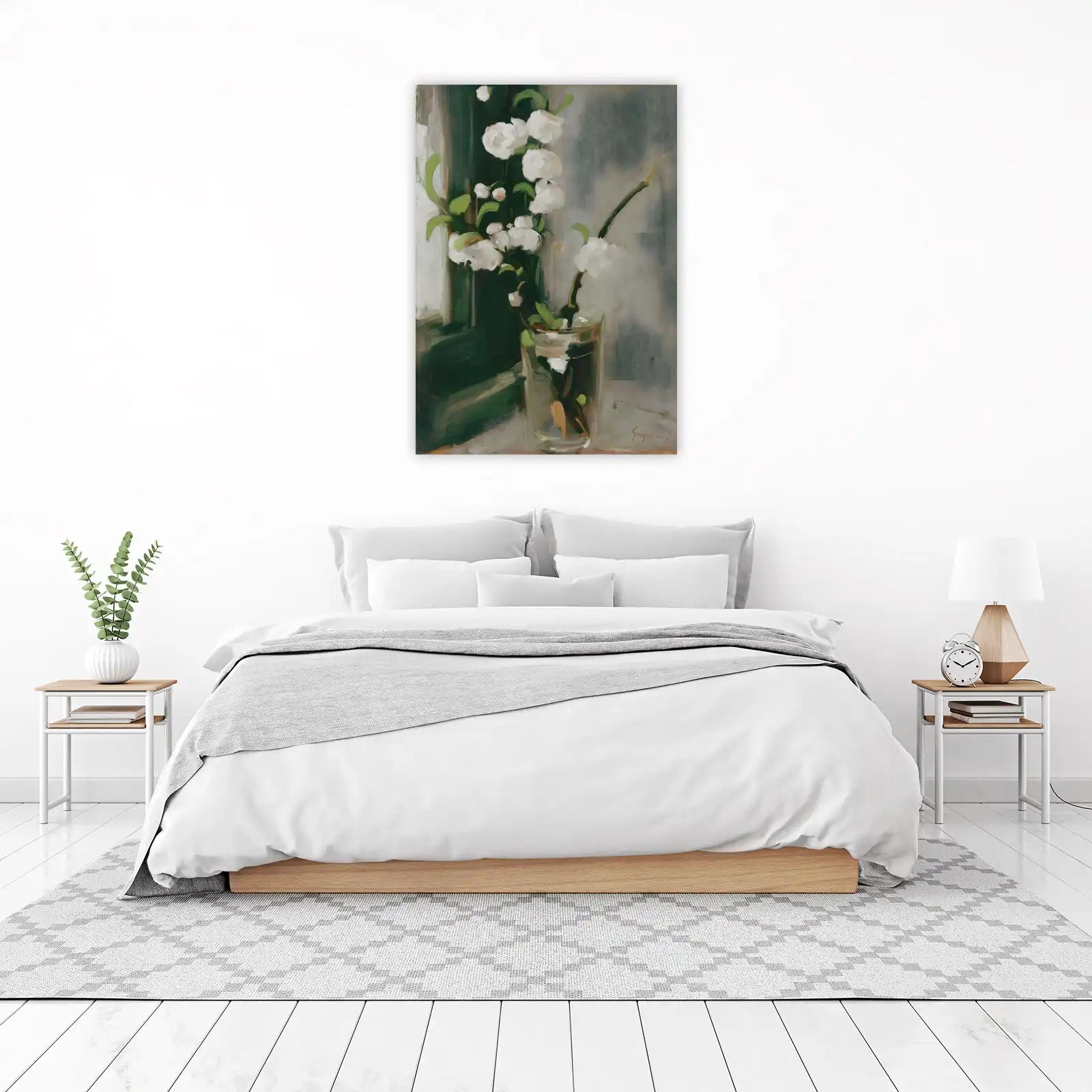 White Blossom Still Life Oil Painting Wall Art