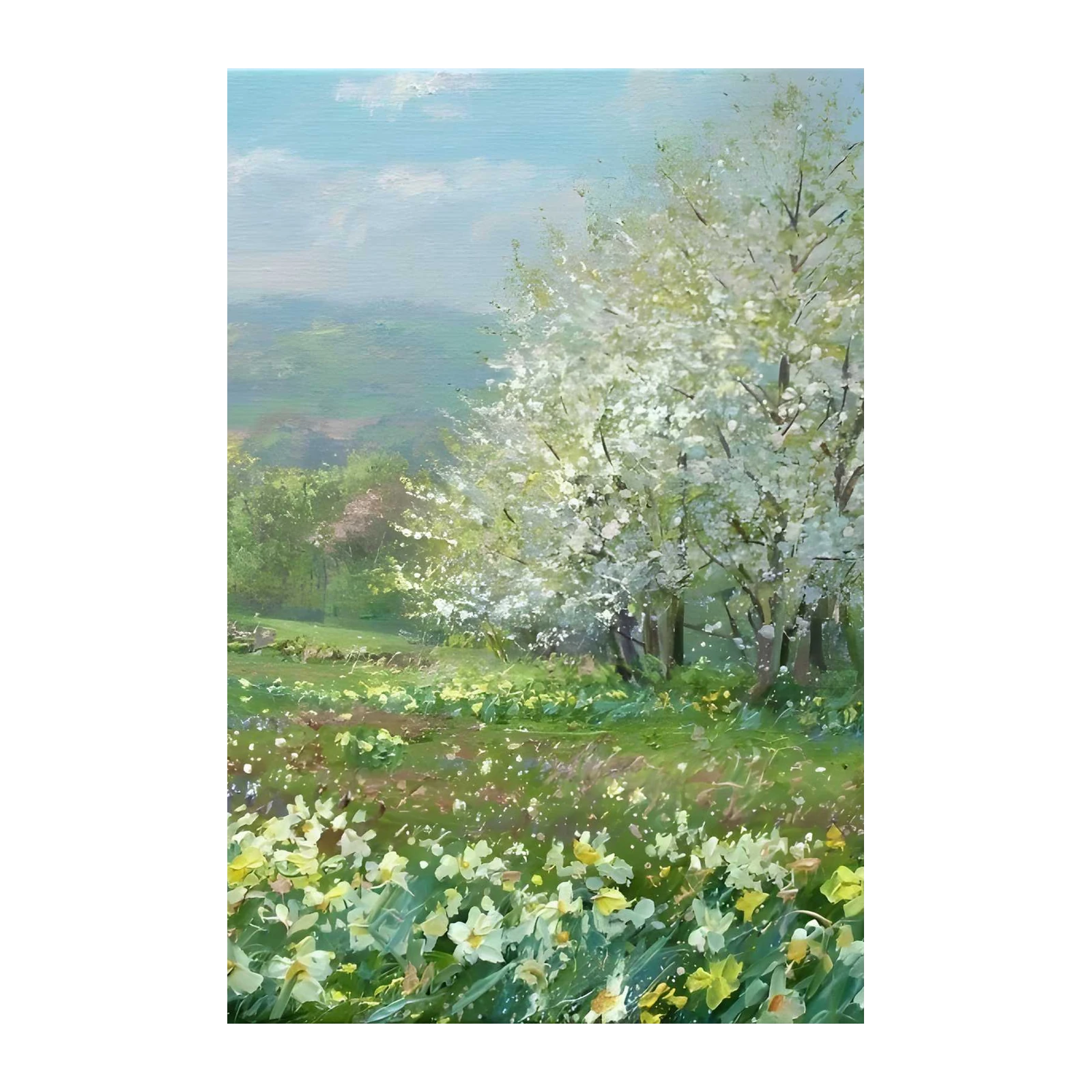 Spring Daffodils Blossom Trees Wall Art
