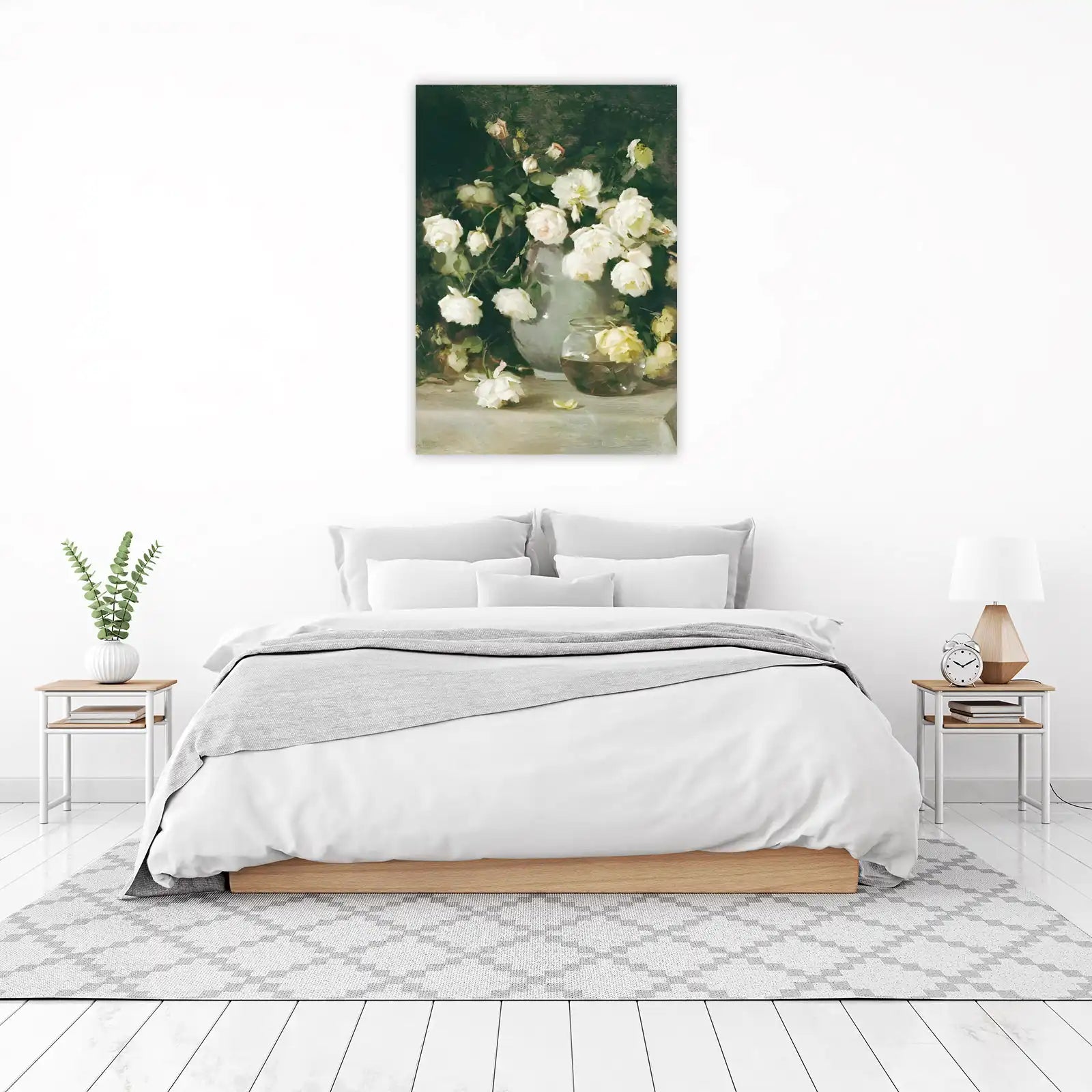 Vintage White Roses Still Life Wall Art