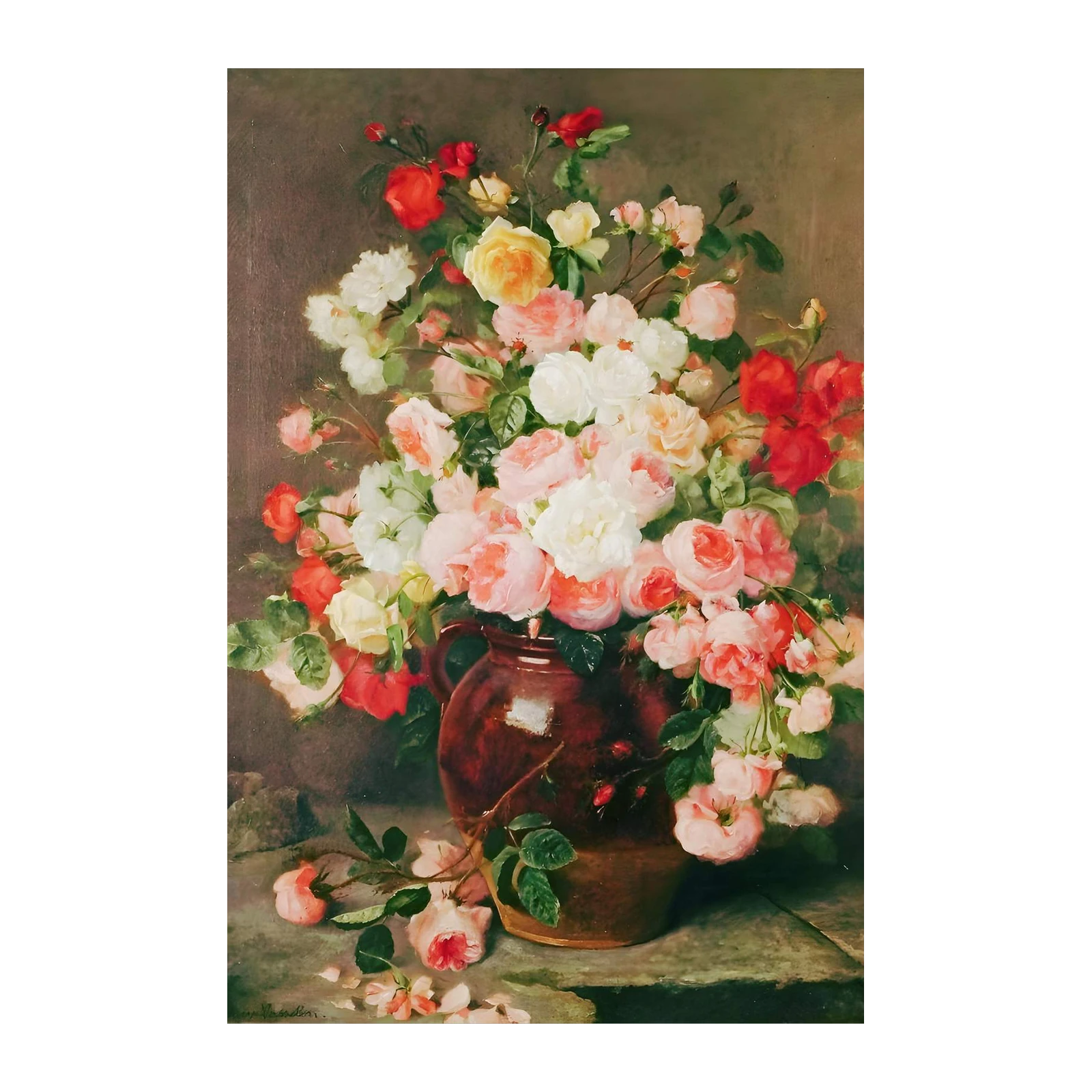 Vintage Rose Bouquet Large Wall Art
