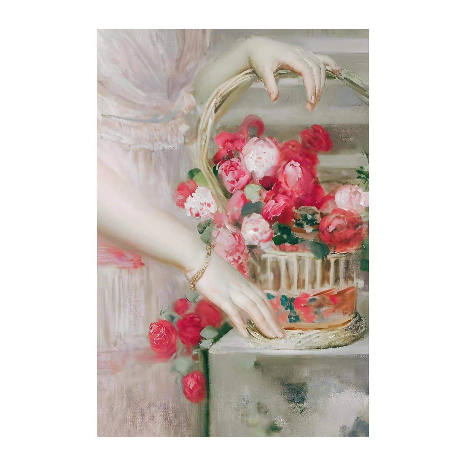 Vintage Floral Basket Elegance Wall Art