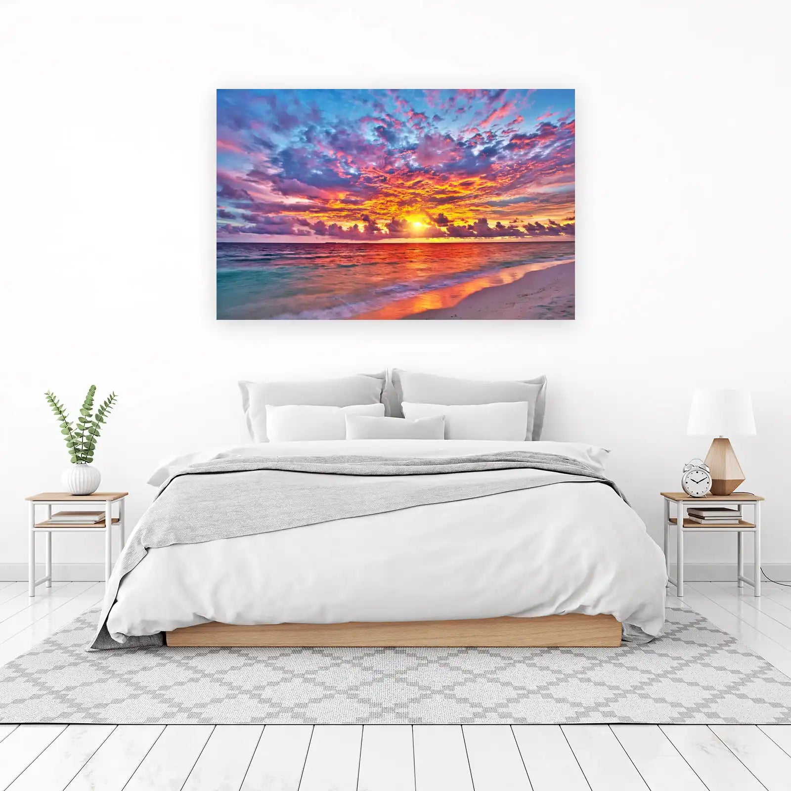 Vibrant Sunset Ocean Beach Wall Art