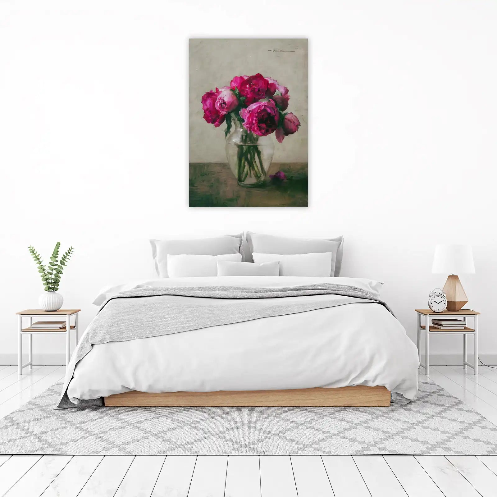 Vibrant Peonies in Glass Vase Wall Art