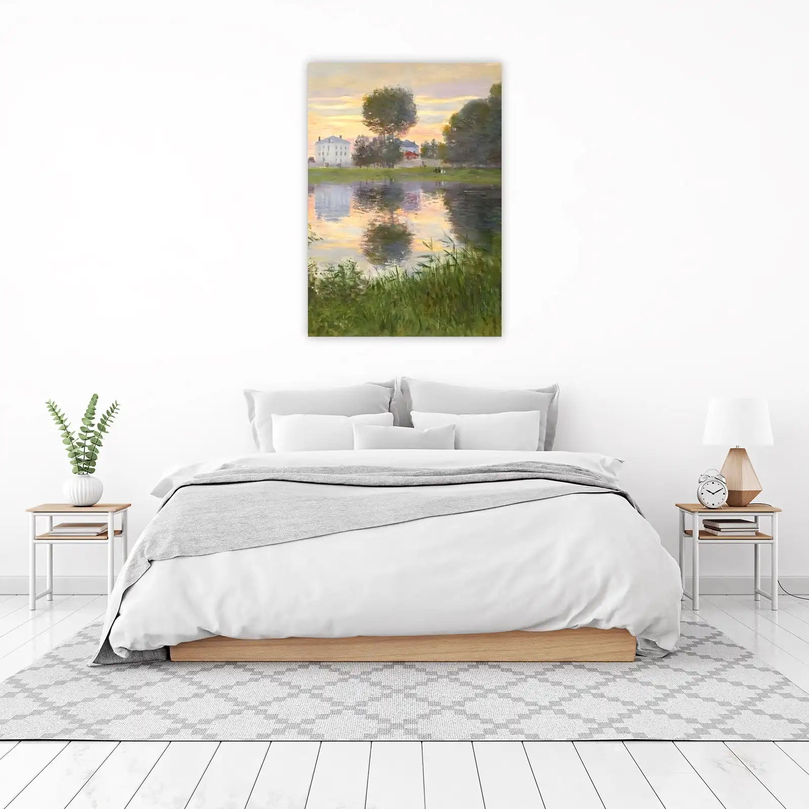 Serene Lakeside Sunset Landscape Wall Art