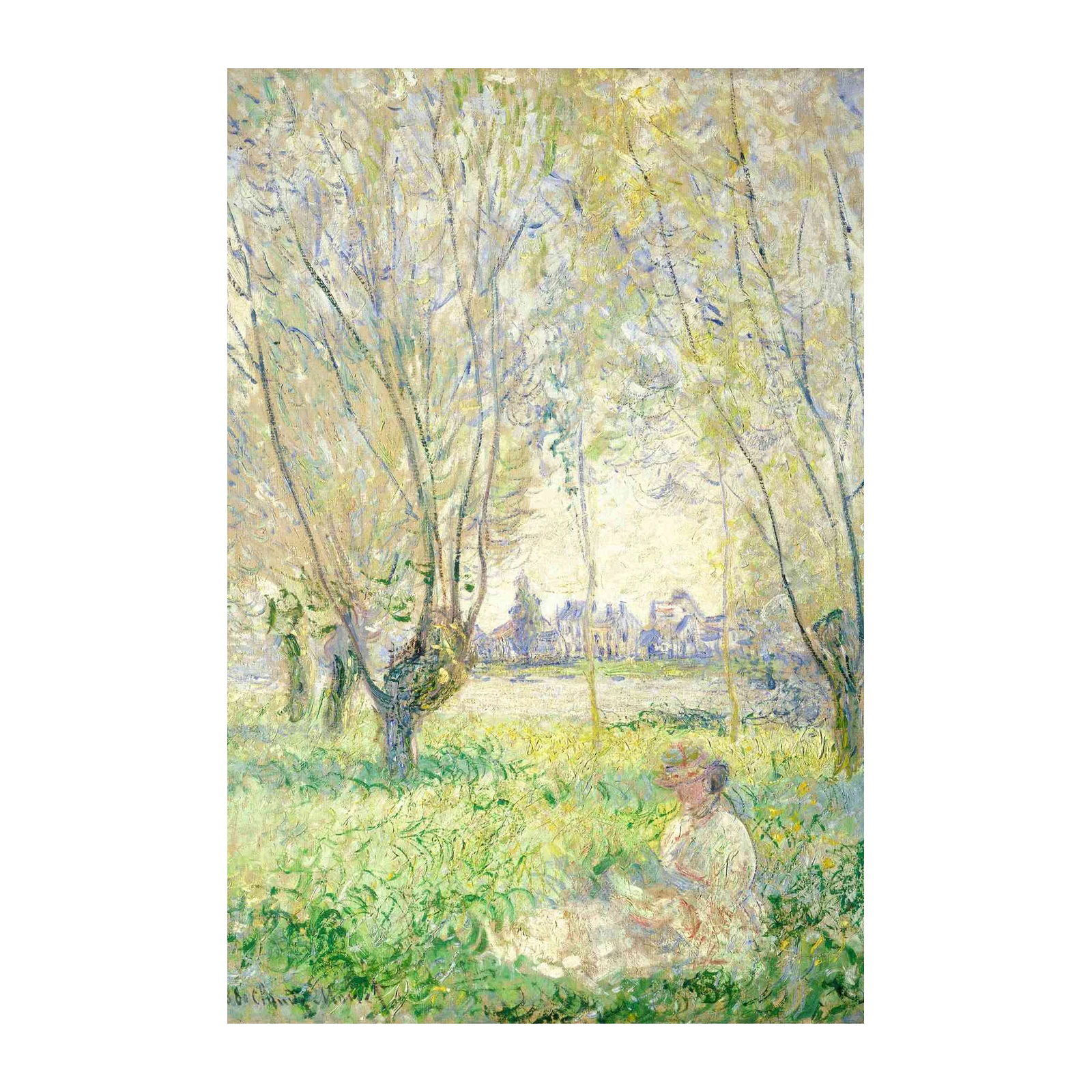 Serene Riverside Landscape Impressionist Wall Art