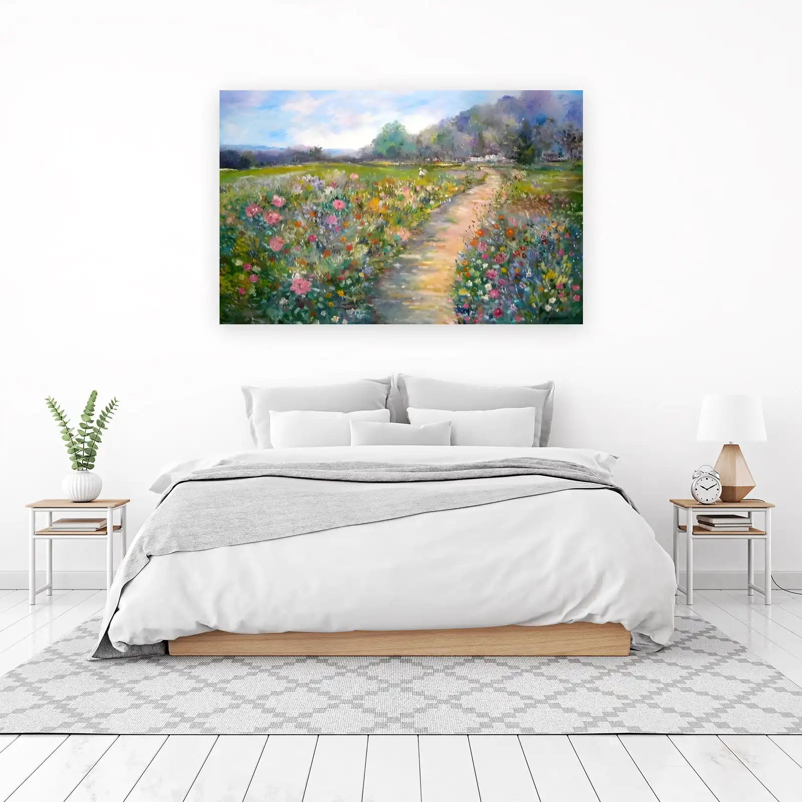 Vibrant Meadow Path Impressionist Floral Wall Art