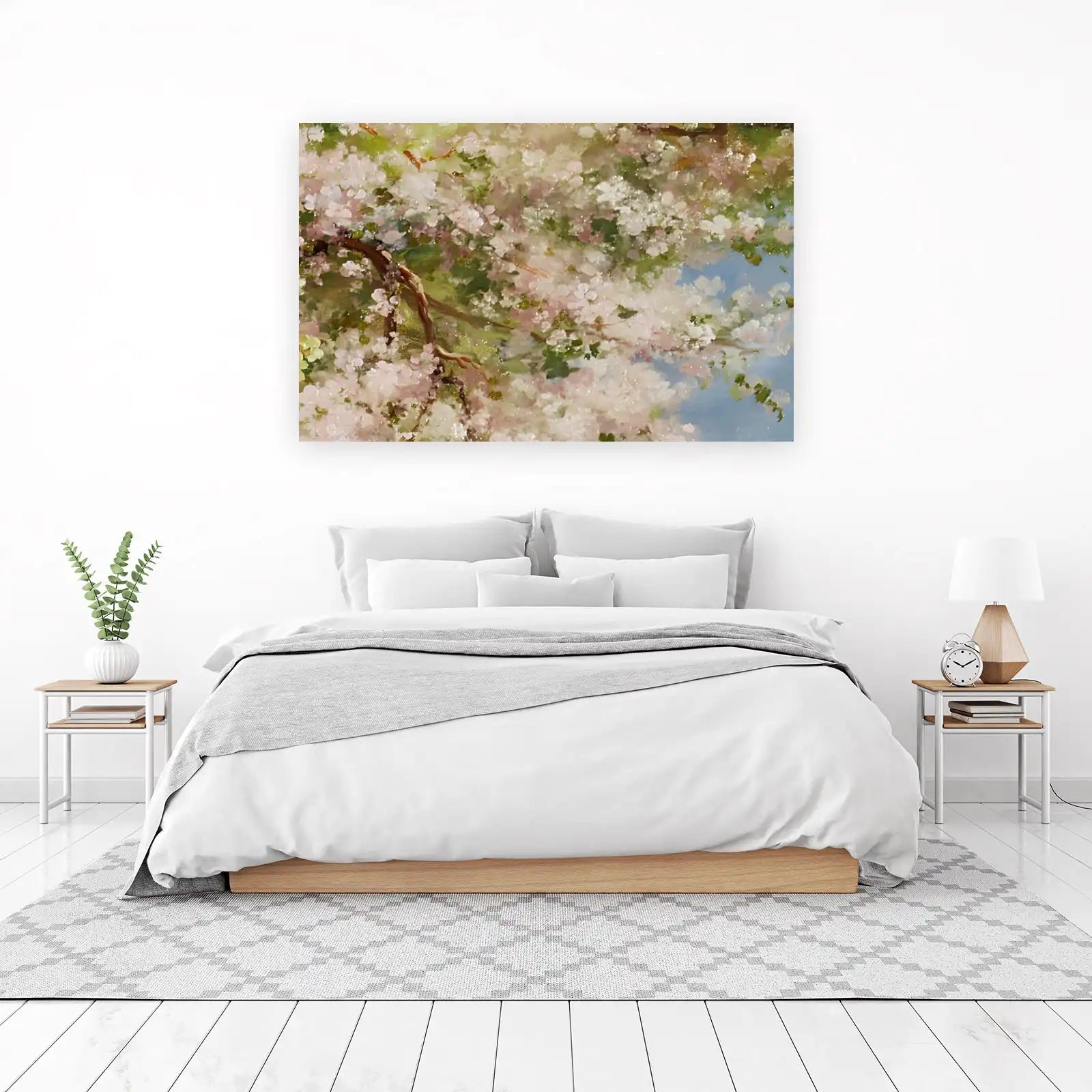 Blossoming Serenity: Pink Floral Tree Wall Art
