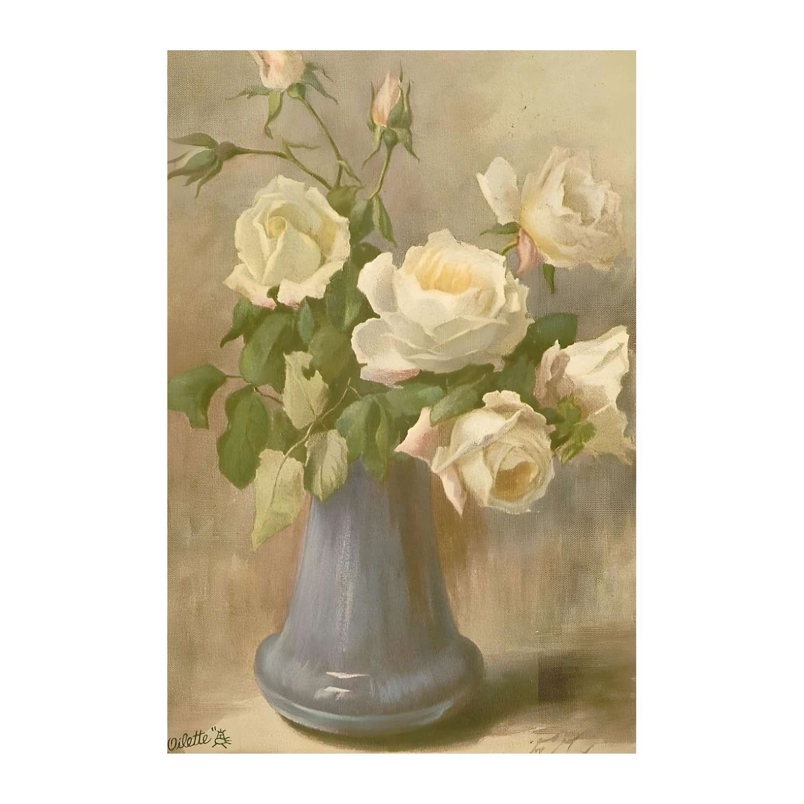 Elegant White Roses Still Life Wall Art