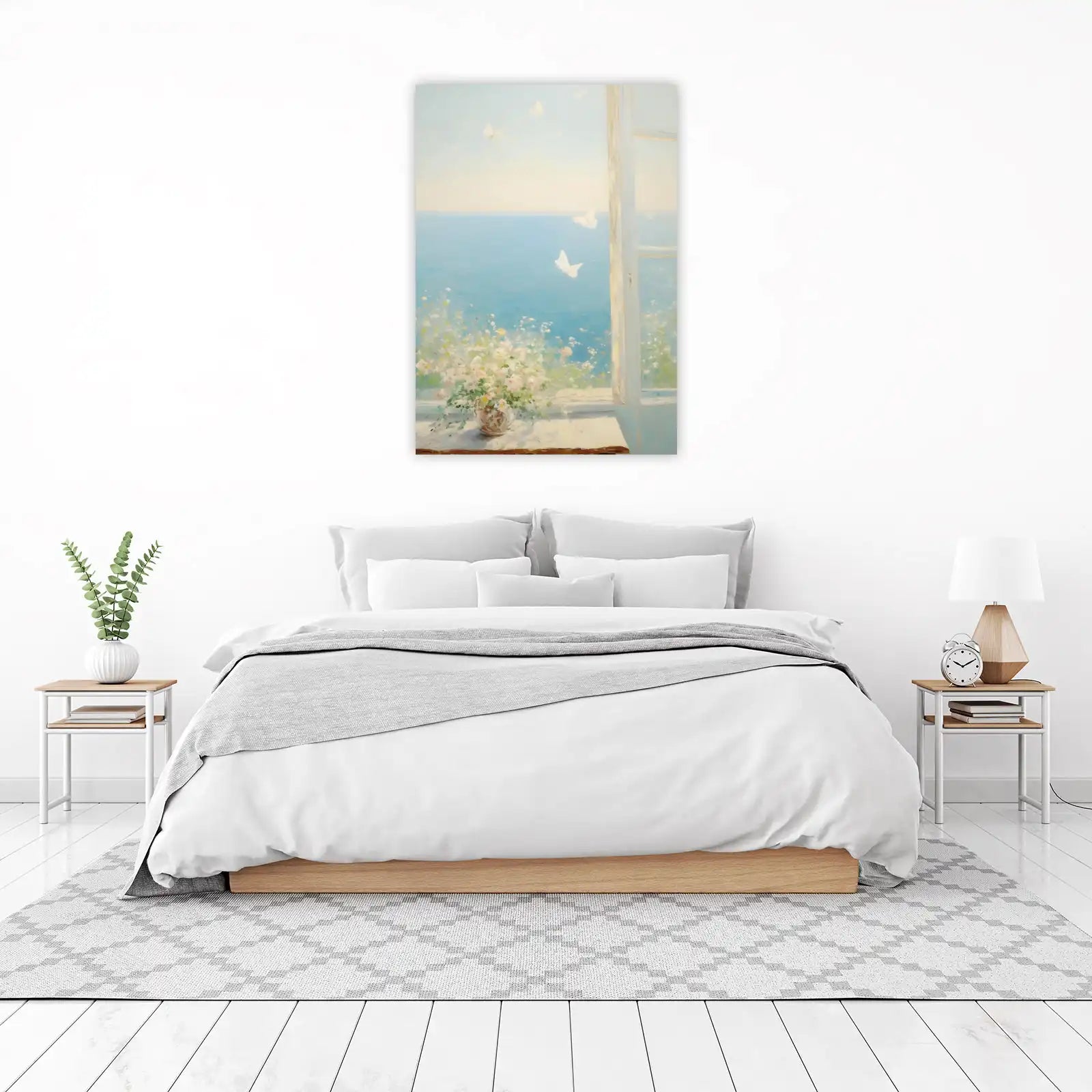 Serene Butterfly Meadow Ocean View Wall Art