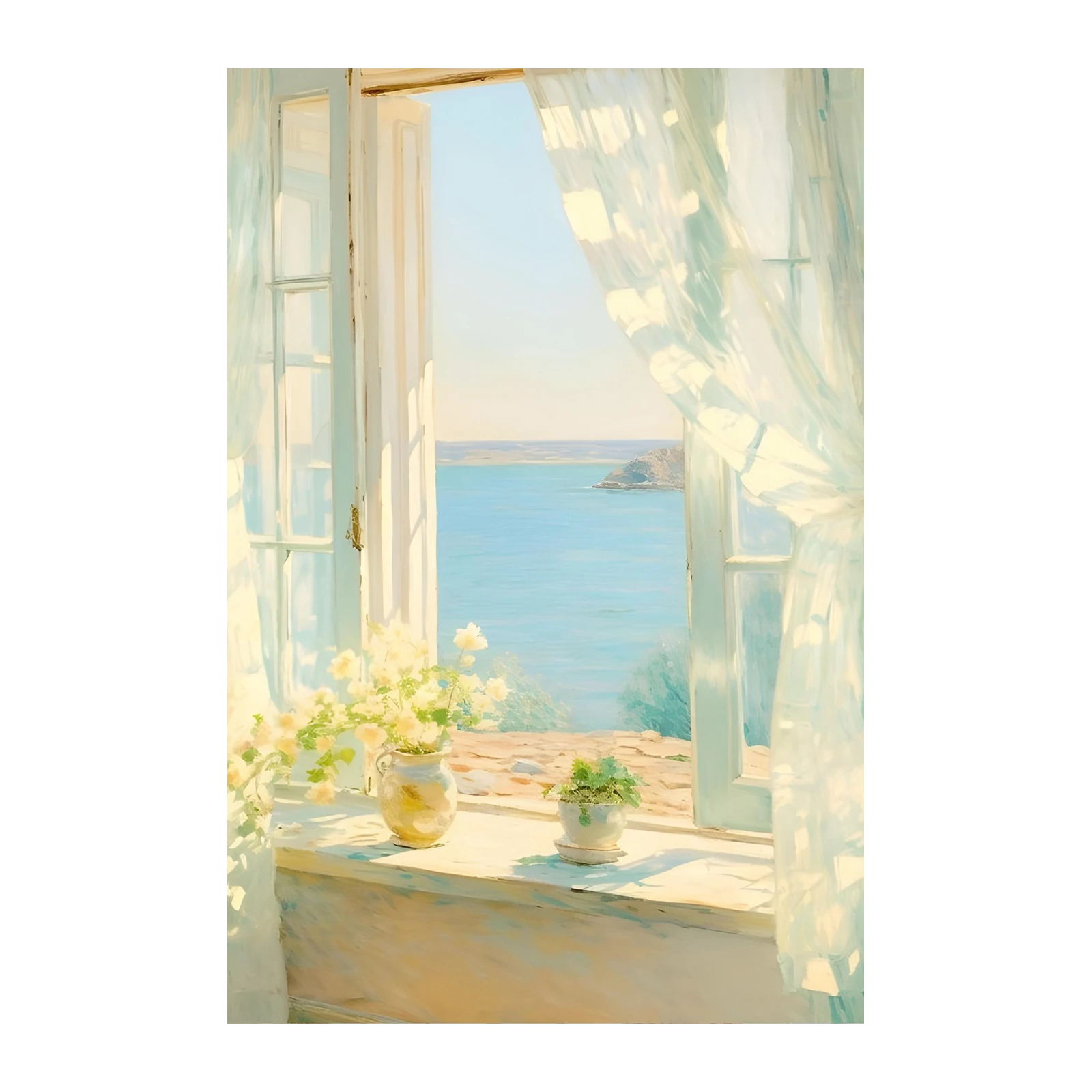 Serene Ocean View Window Wall Art