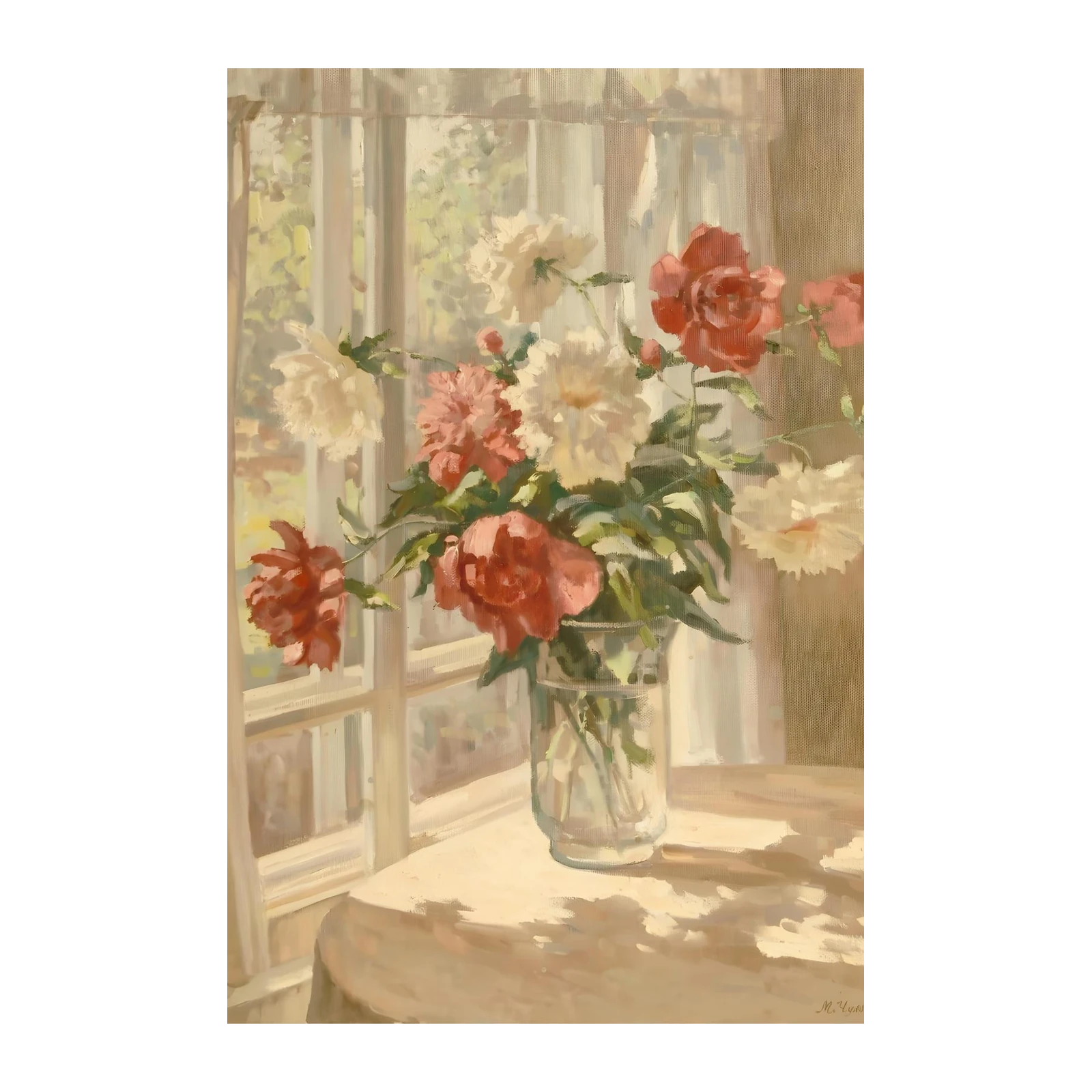 Peonies by Window Wall Art