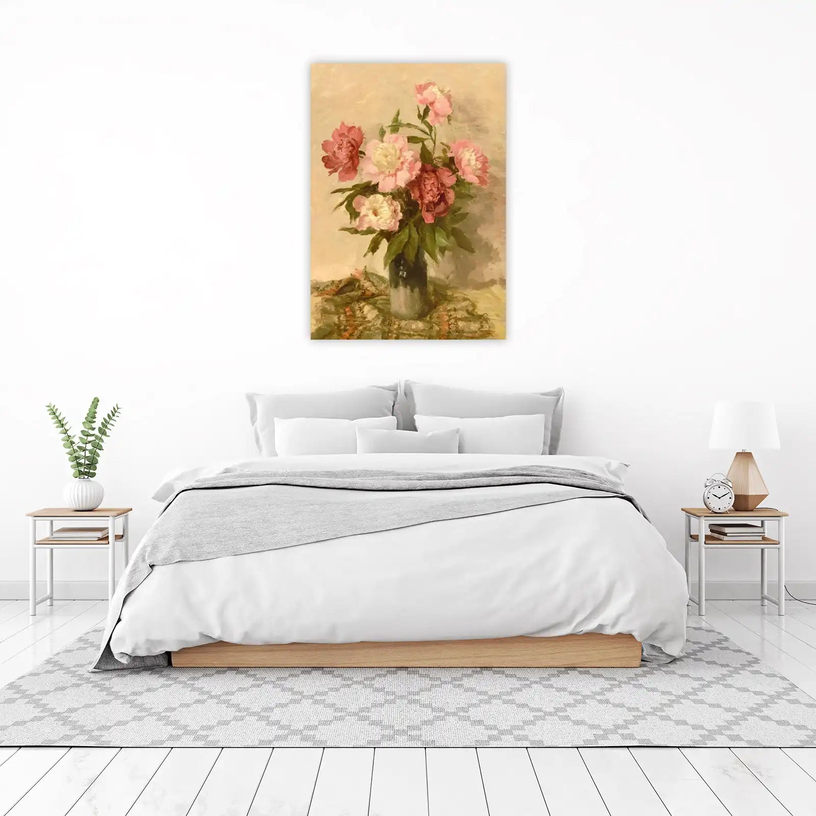 Soft Pink Peonies Still Life Oil Painting Wall Art