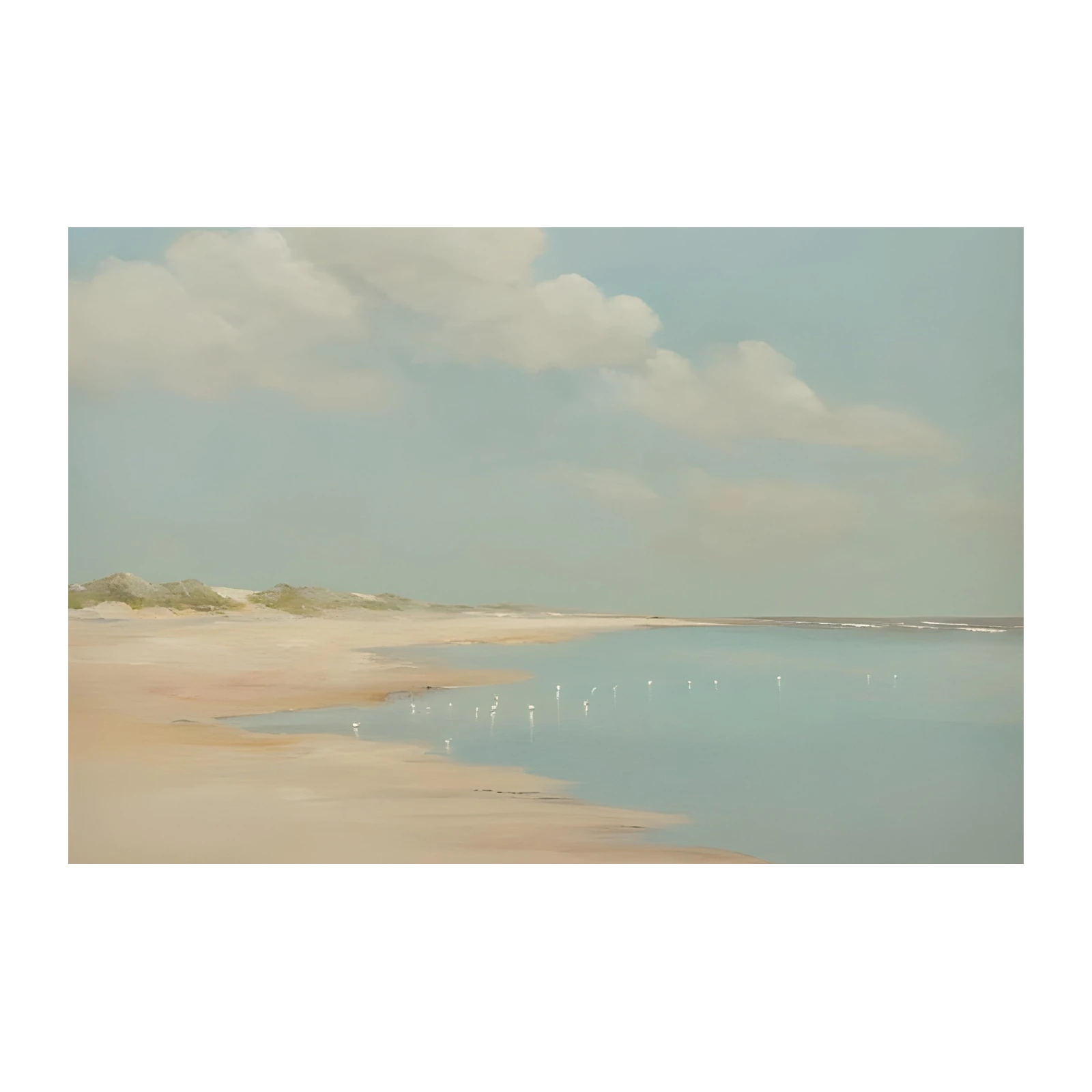 Tranquil Shoreline with Egrets Wall Art