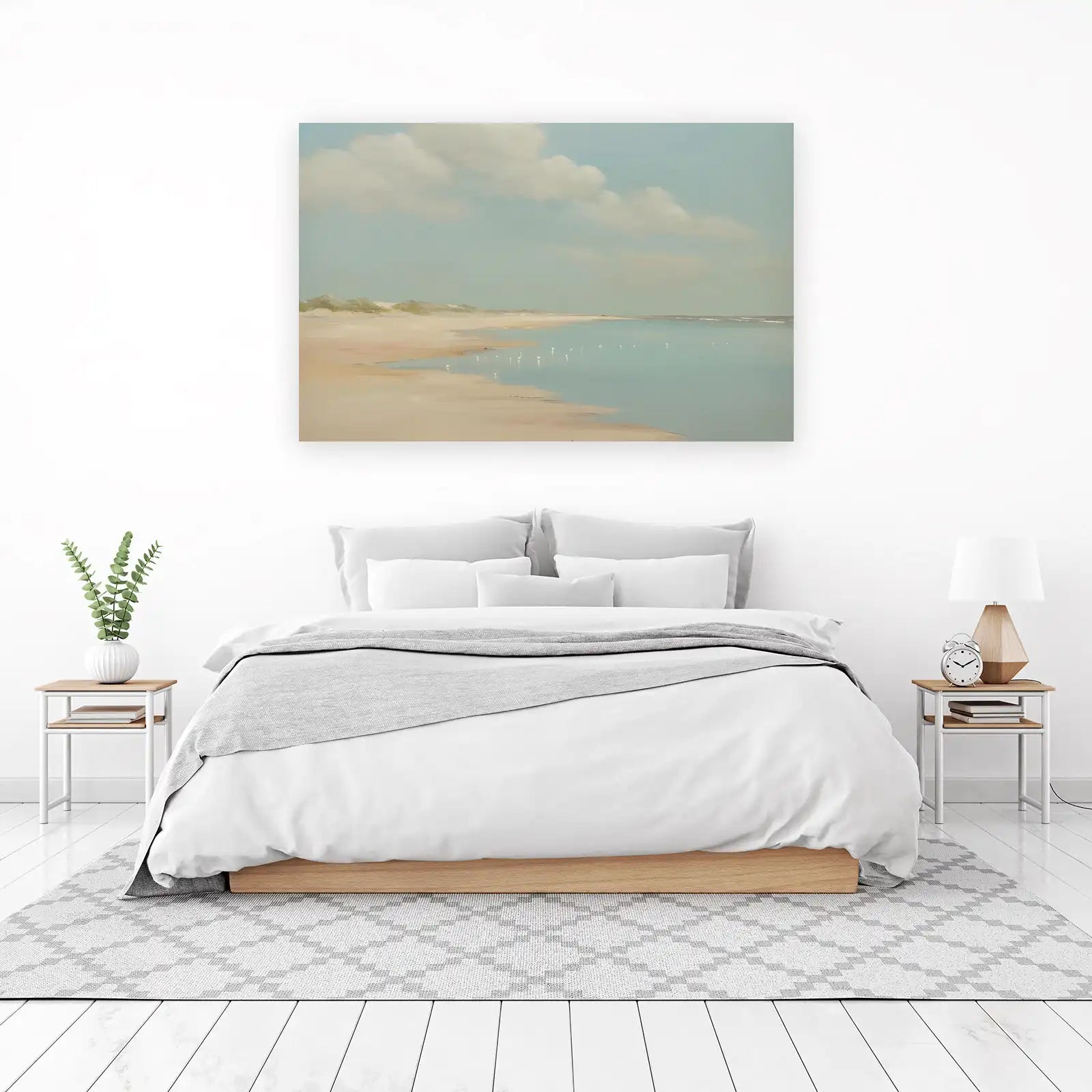 Tranquil Shoreline with Egrets Wall Art