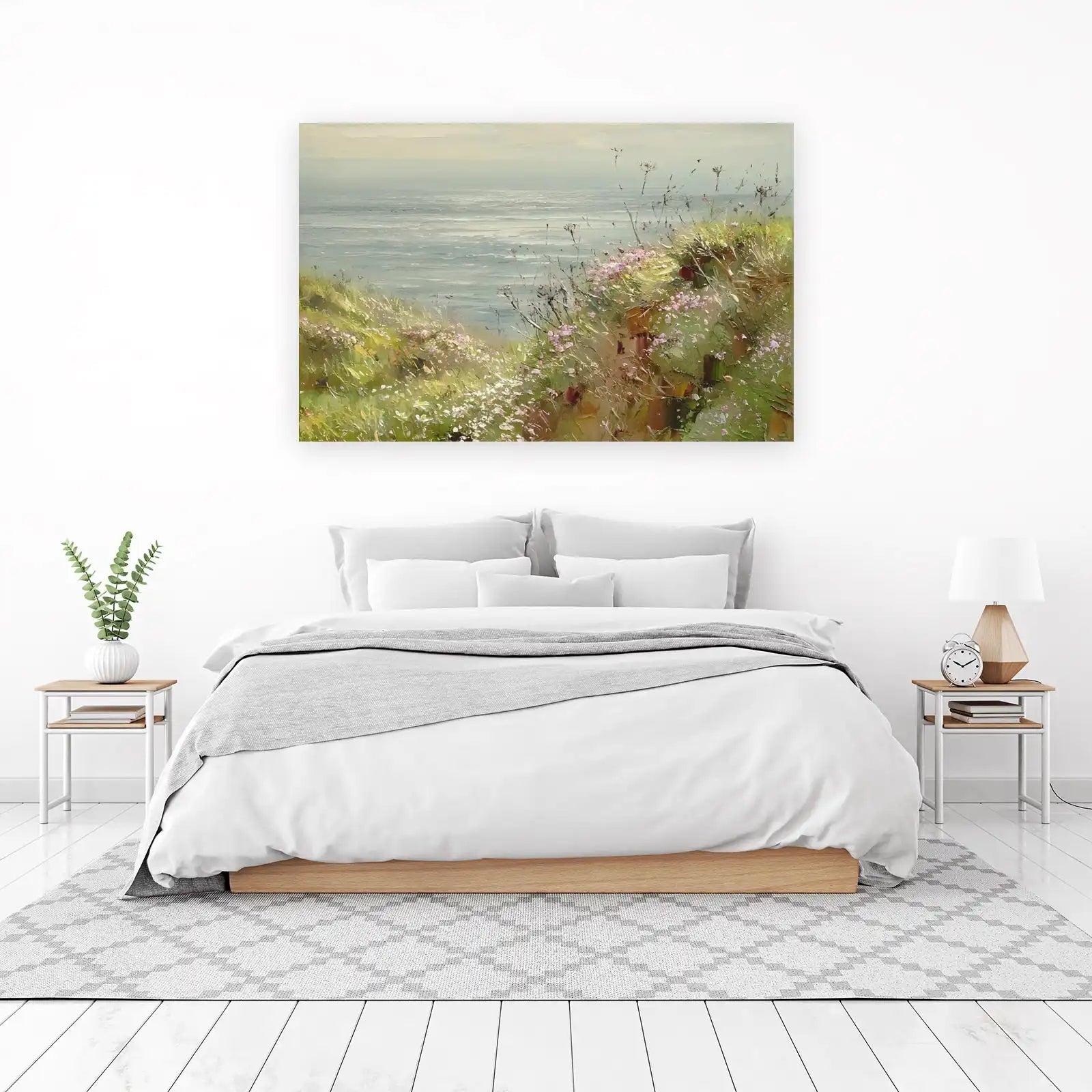 Coastal Wildflowers Ocean View Wall Art