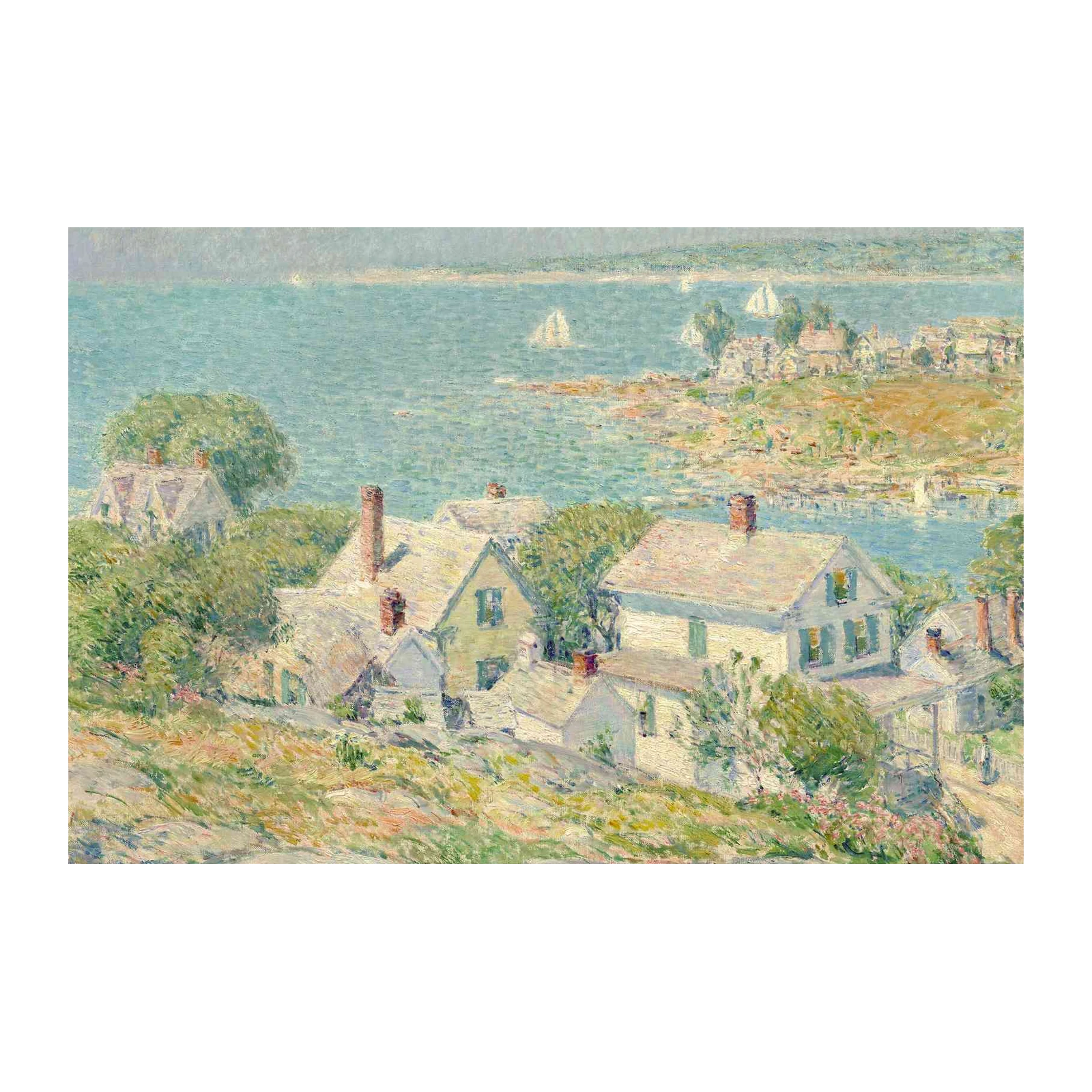 Coastal Village Vista Impressionist Wall Art