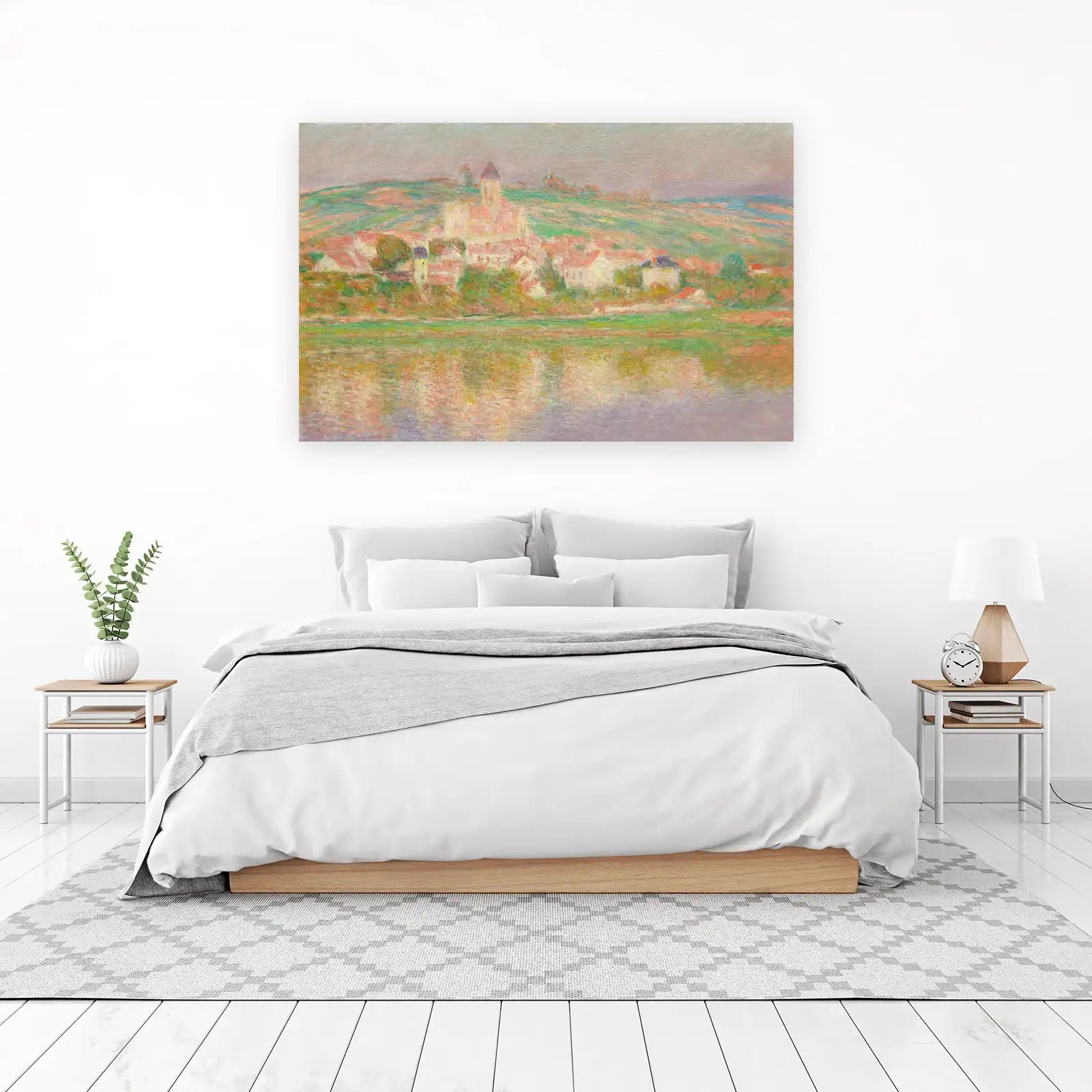 Impressionist Riverside Village Wall Art