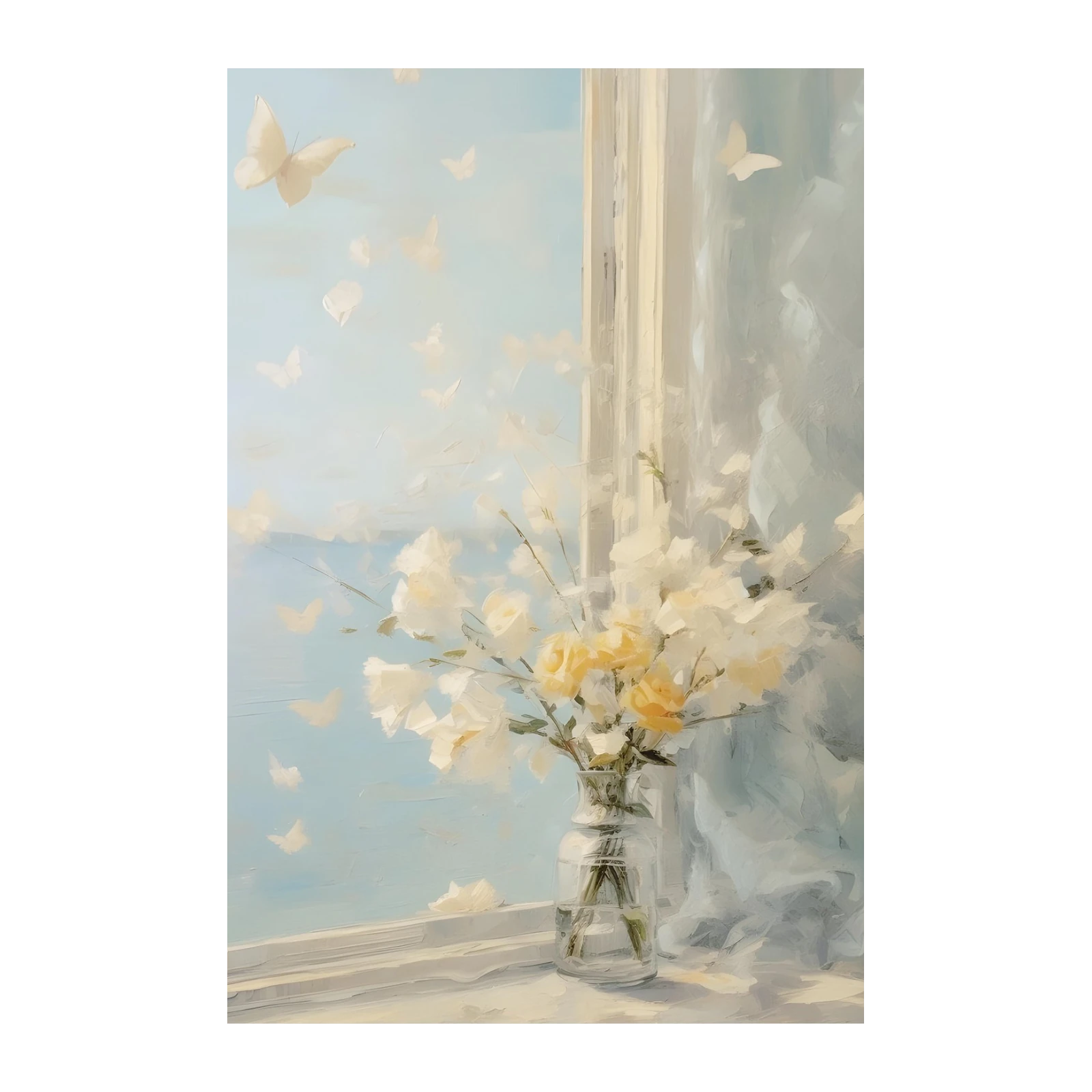 Serene Butterfly & Floral Window Wall Art
