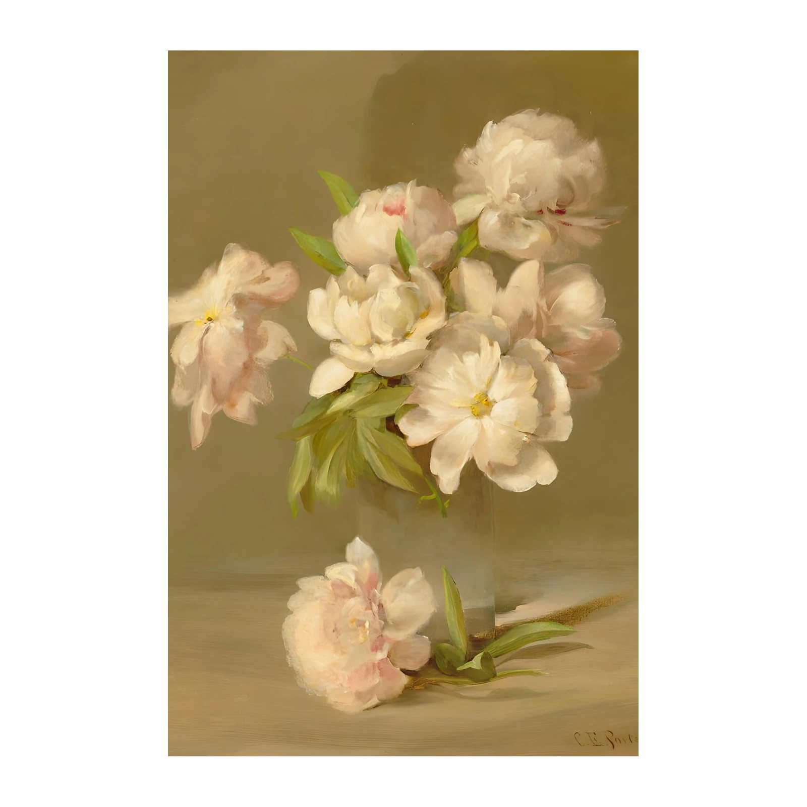 Elegant Cream Peony Still Life Wall Art
